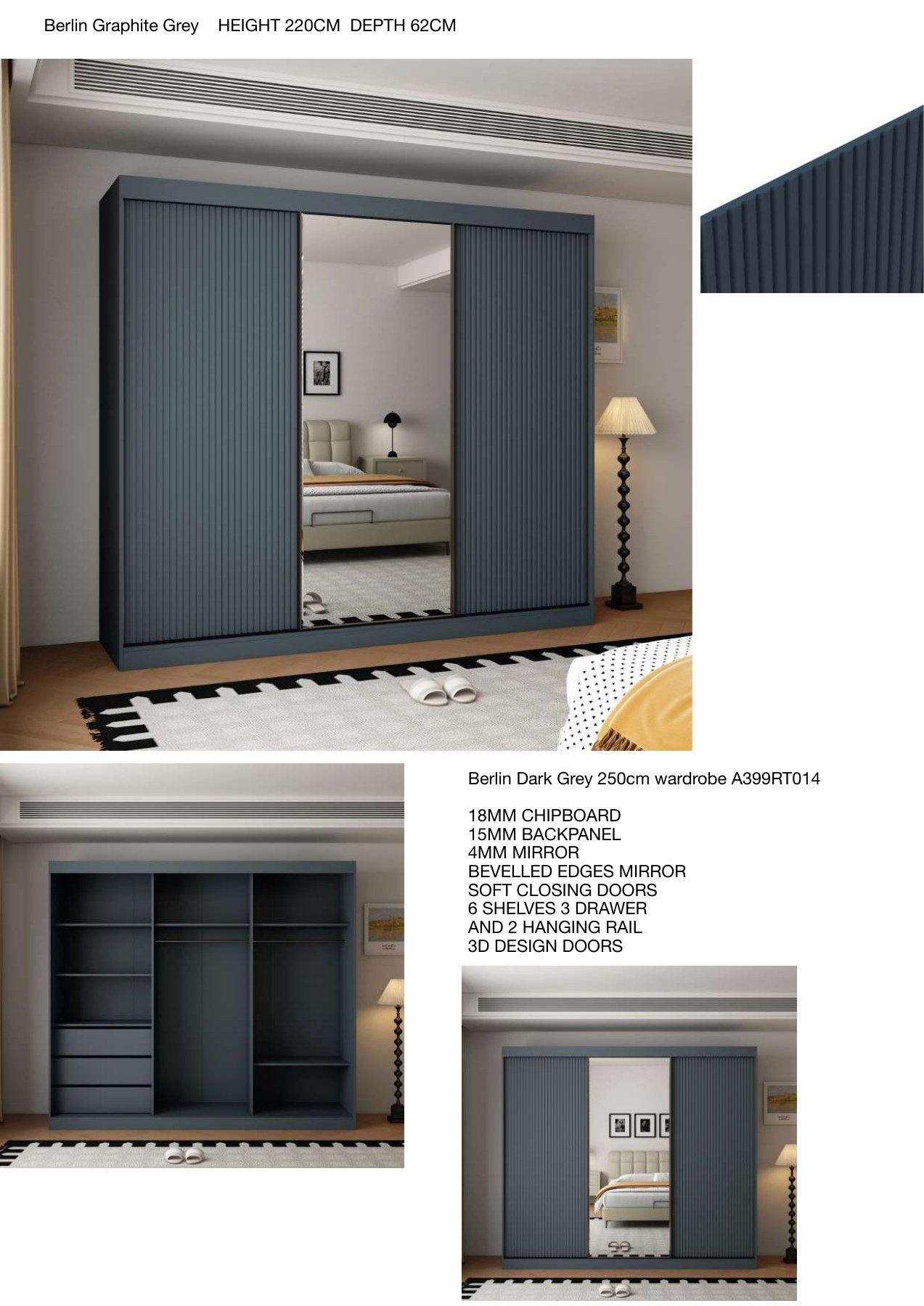 Berlin Mirrored Sliding Wardrobe view 3