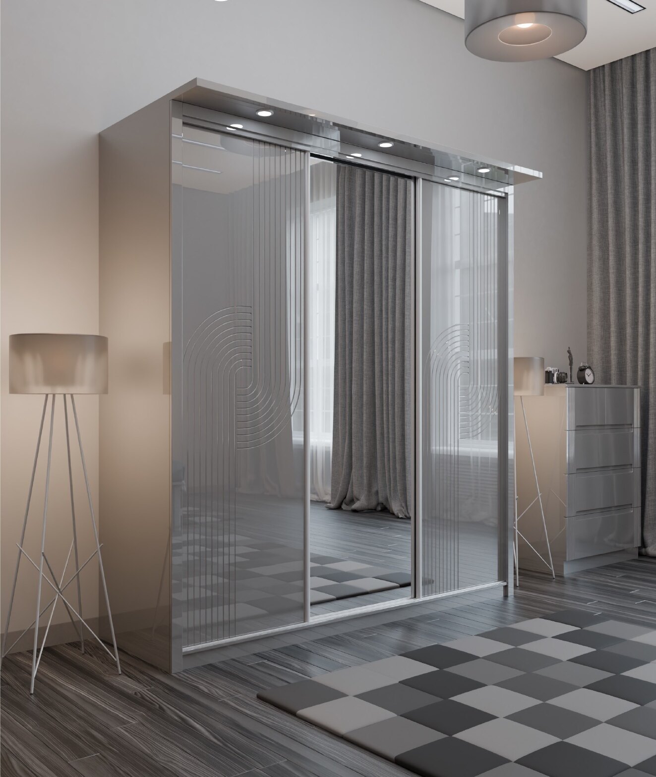 W07 High Gloss Wardrobe in situ
