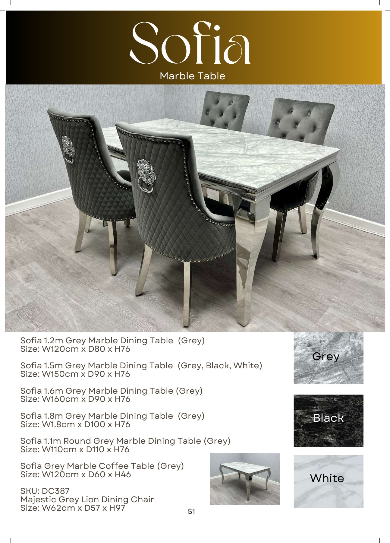 Sofia Marble Dining Table