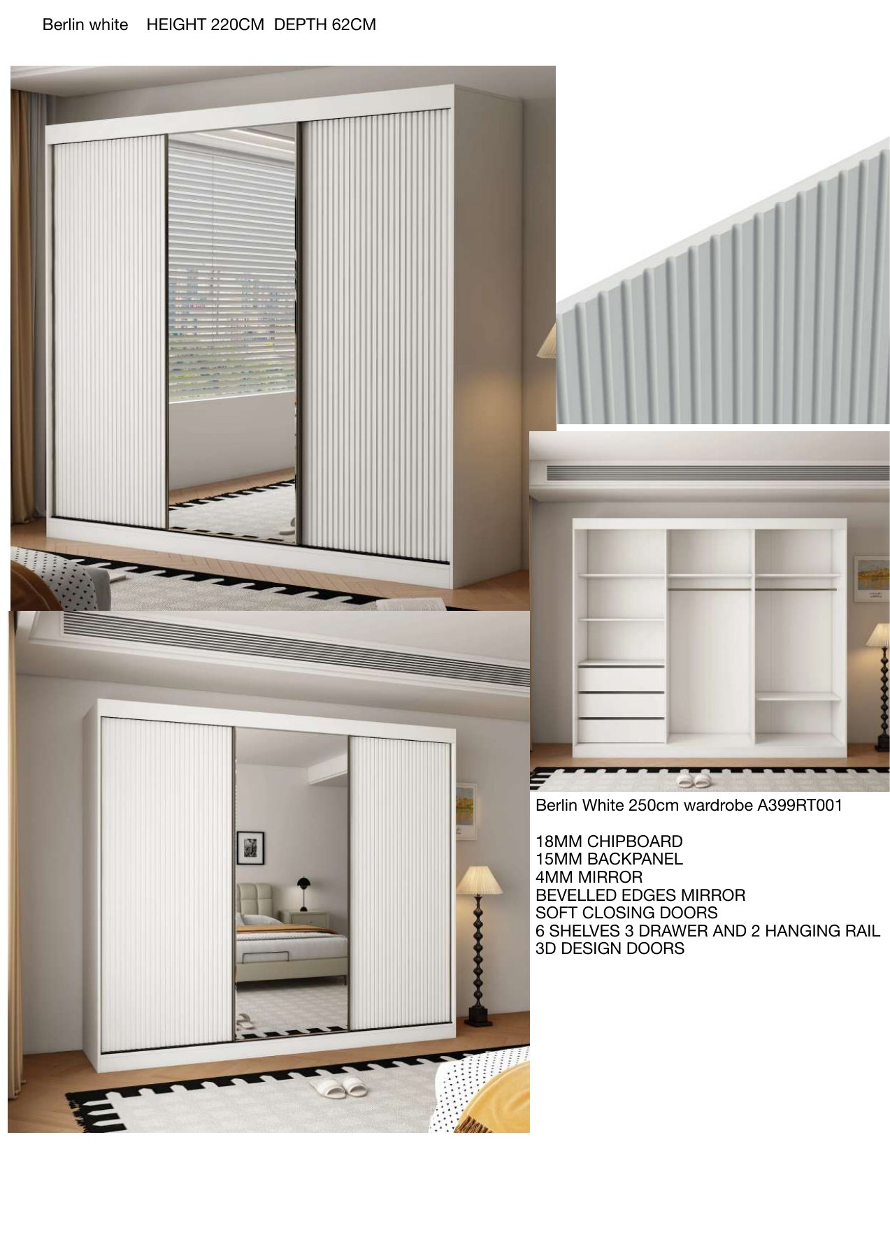 Berlin Mirrored Sliding Wardrobe