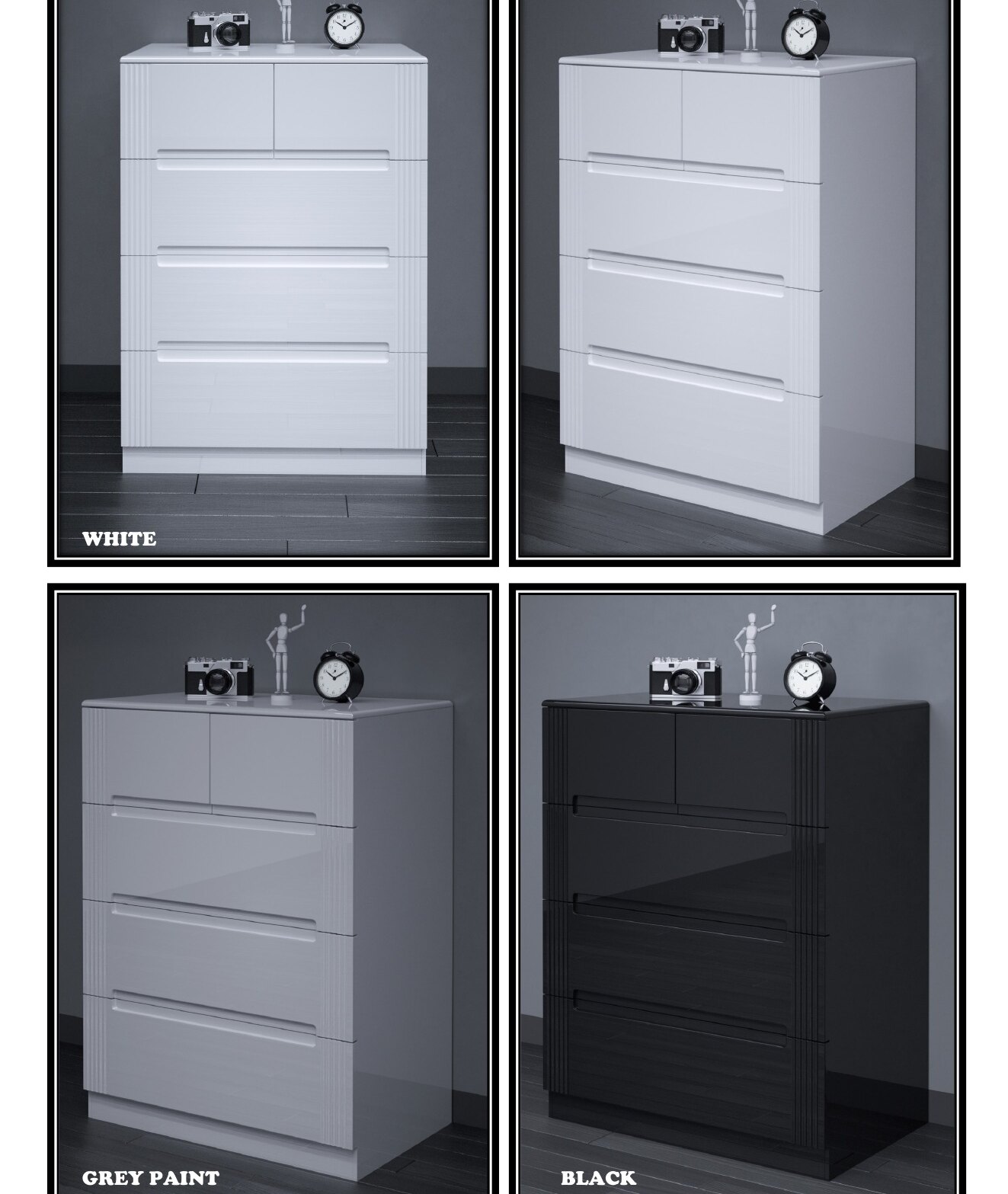 D04 High Gloss Chest of Drawers