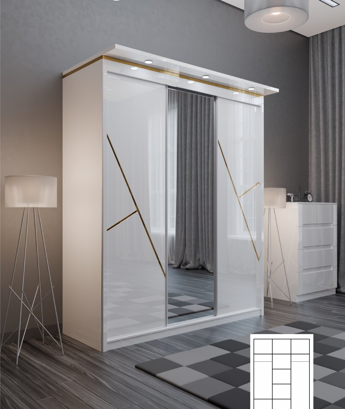 W10 Zenith High Gloss Wardrobe