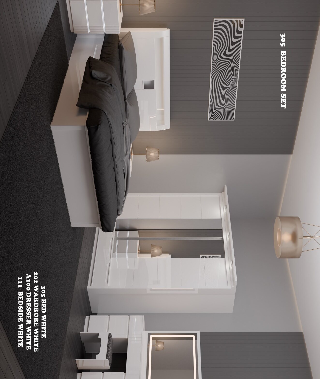 305 High Gloss Bedroom Set