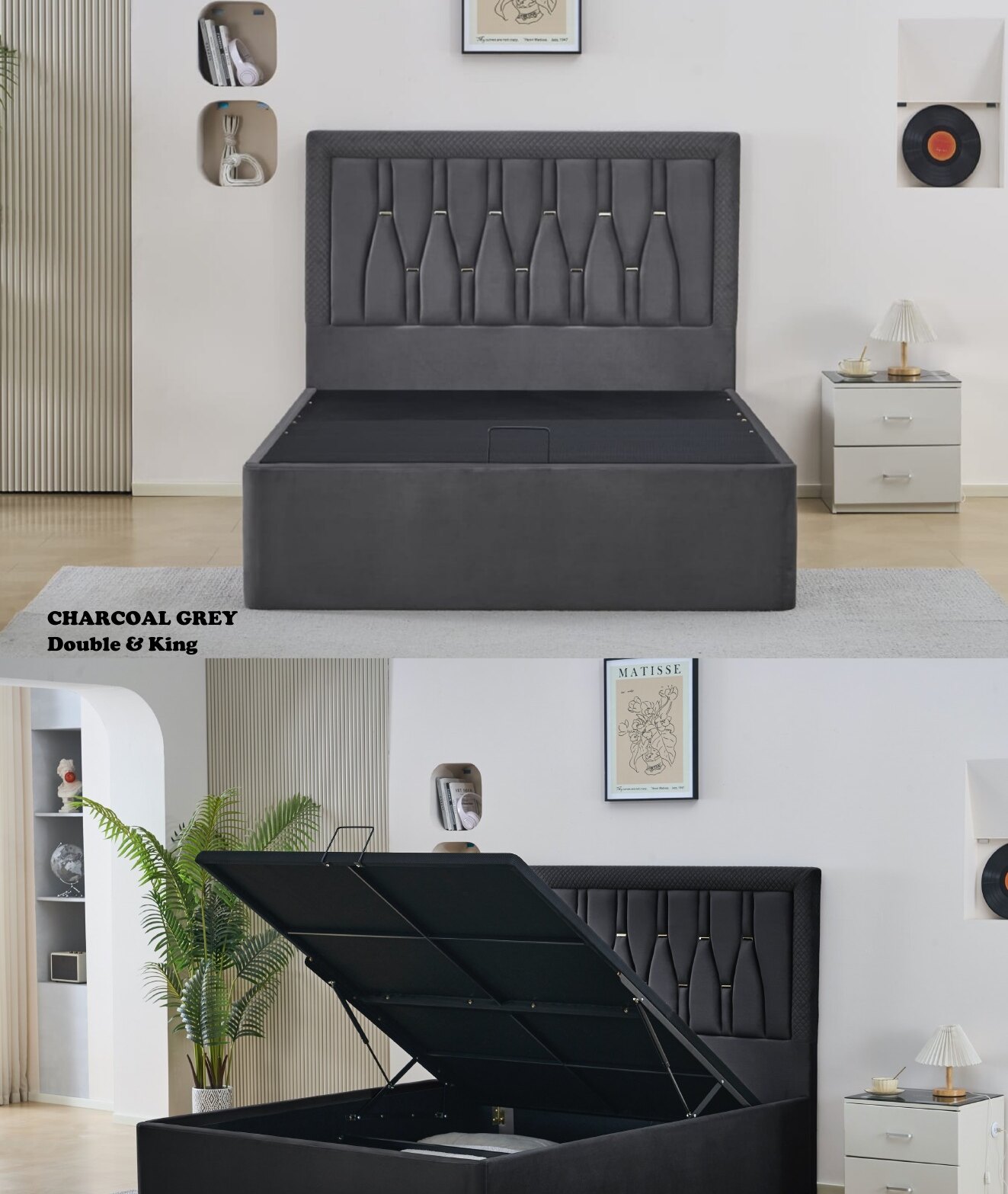 Venice Upholstered Storage Bed in situ