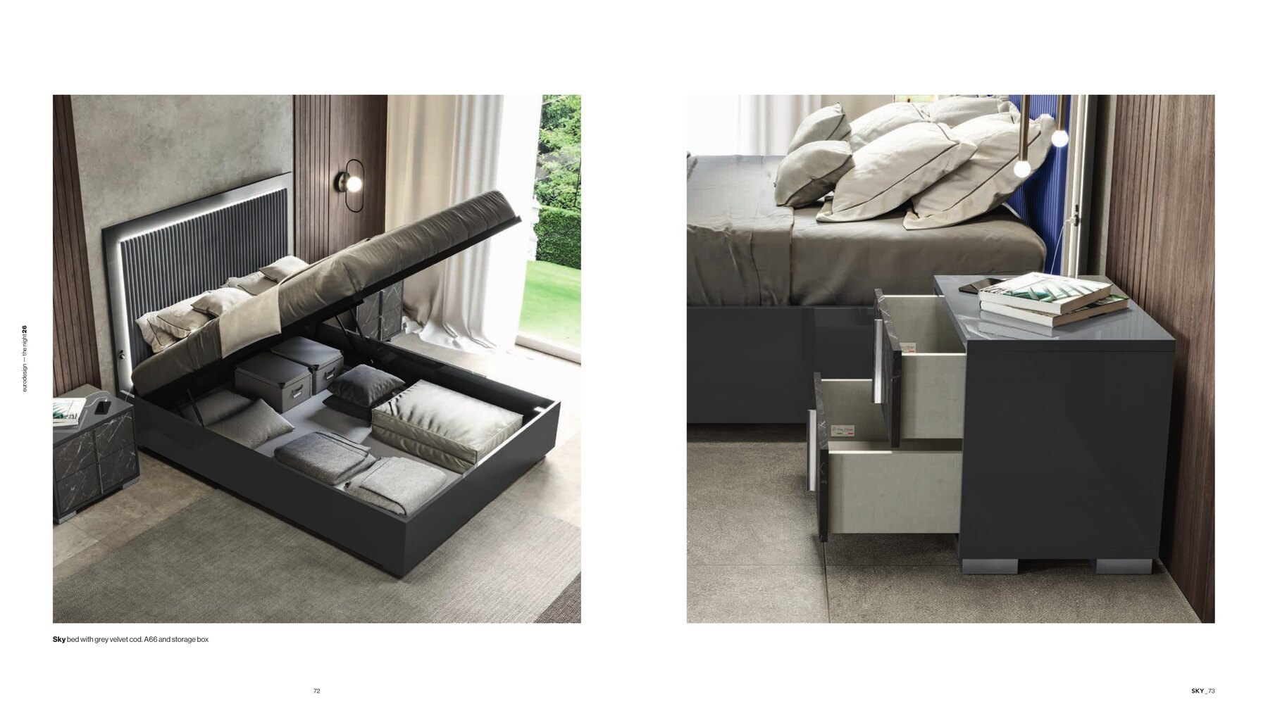Sky Italian Upholstered Bed in situ