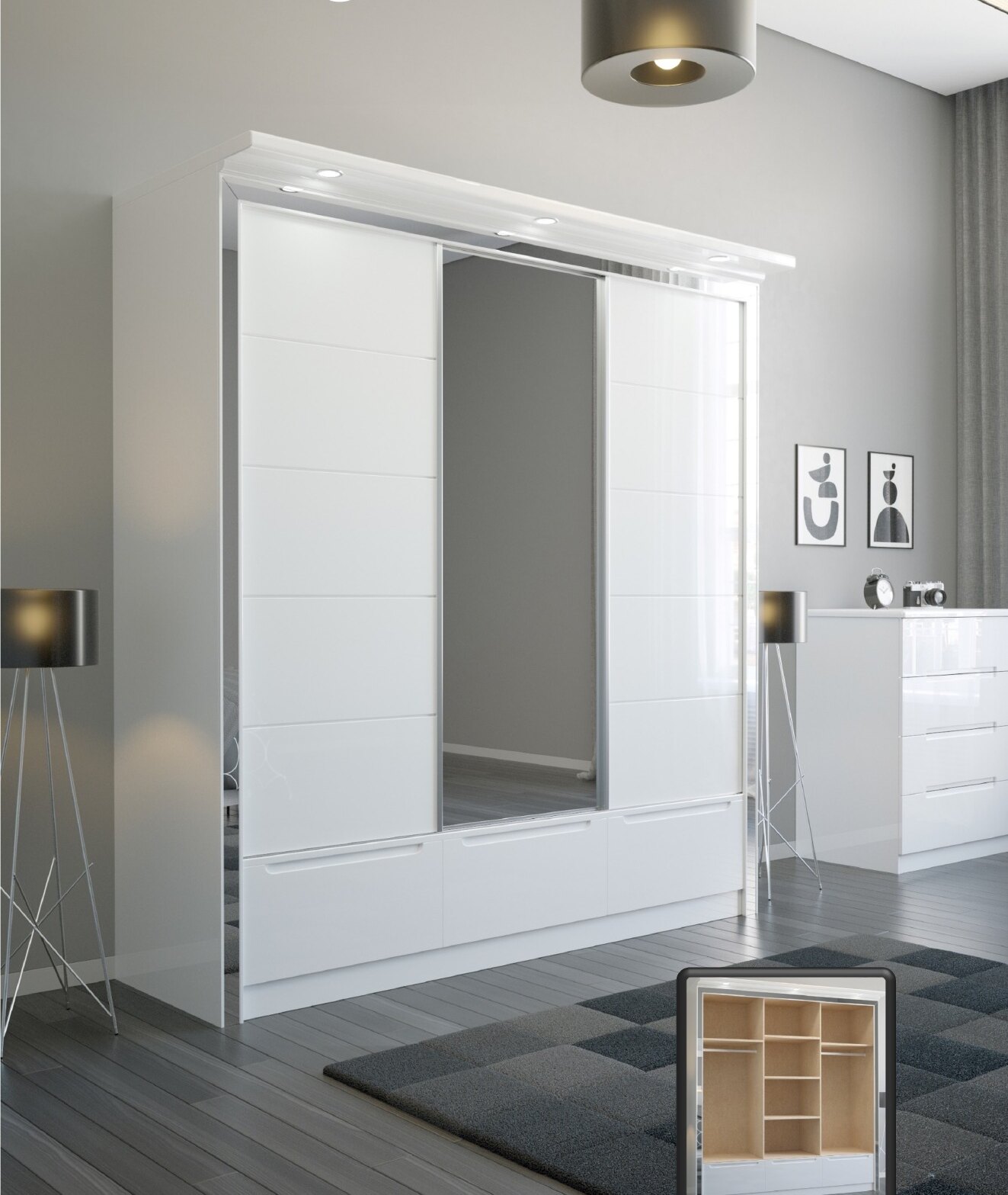 W01 High Gloss Wardrobe
