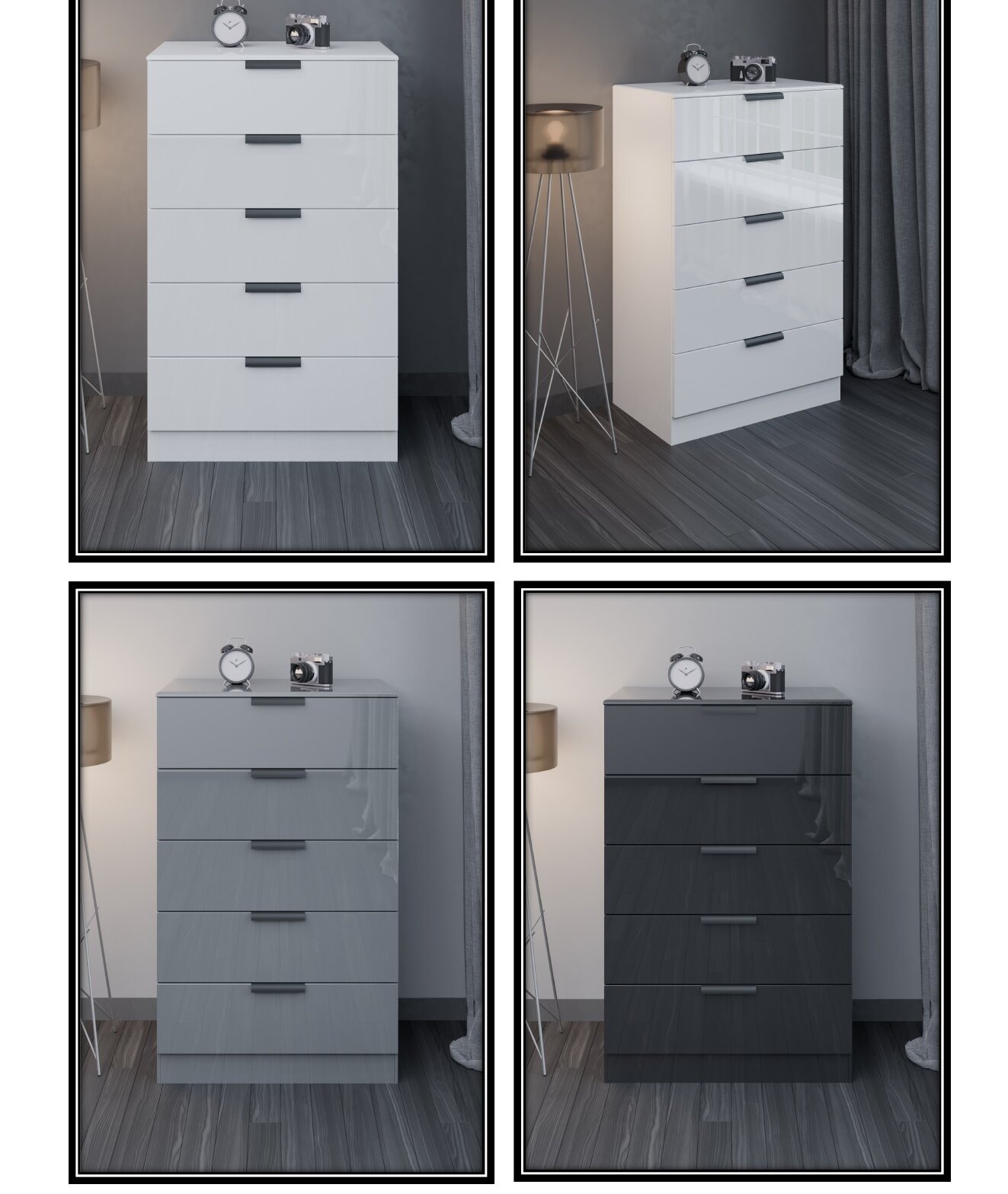 KY500 Full High Gloss Chest of Drawers