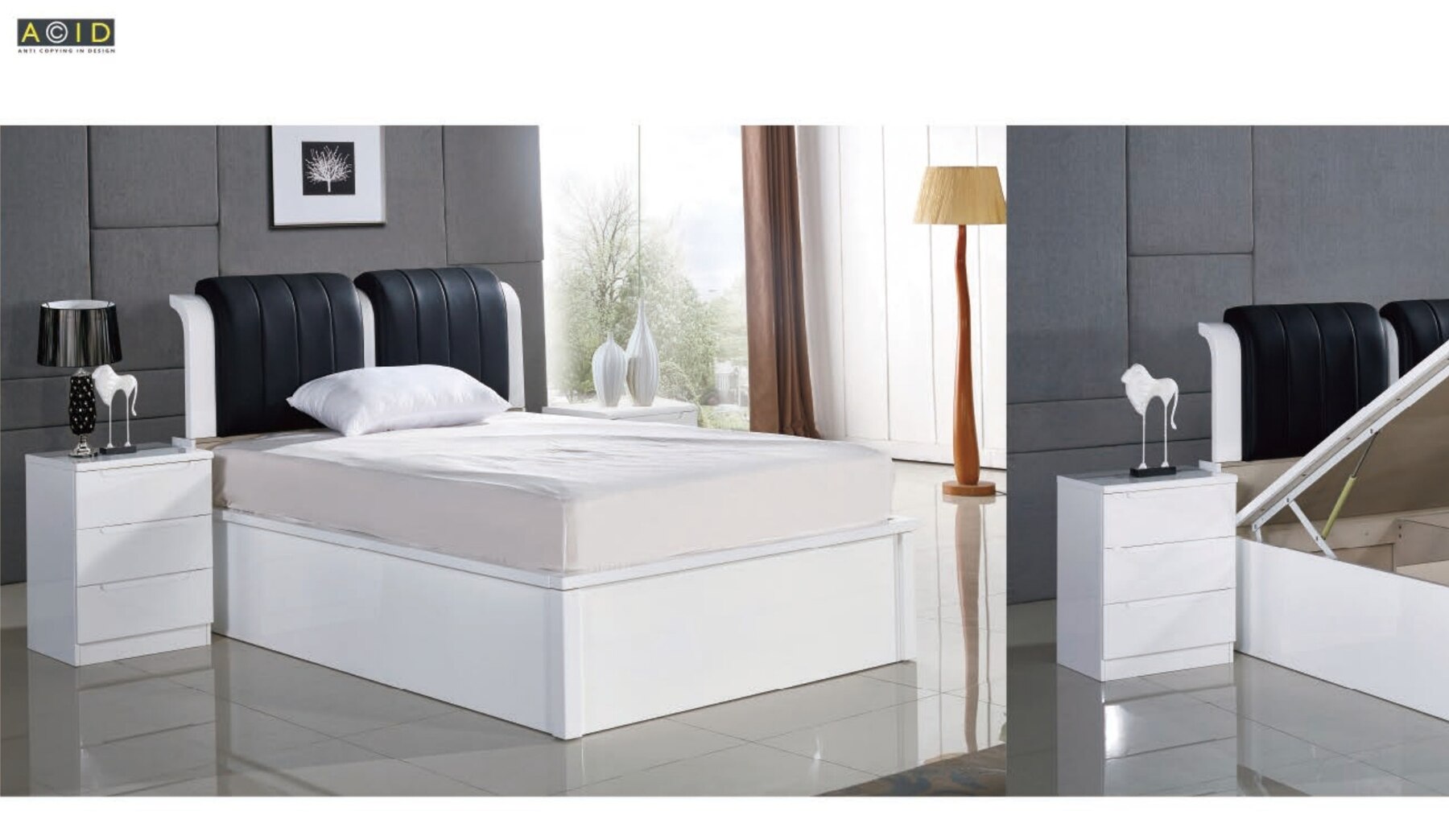 Rugby Leather Headboard Bedroom Set