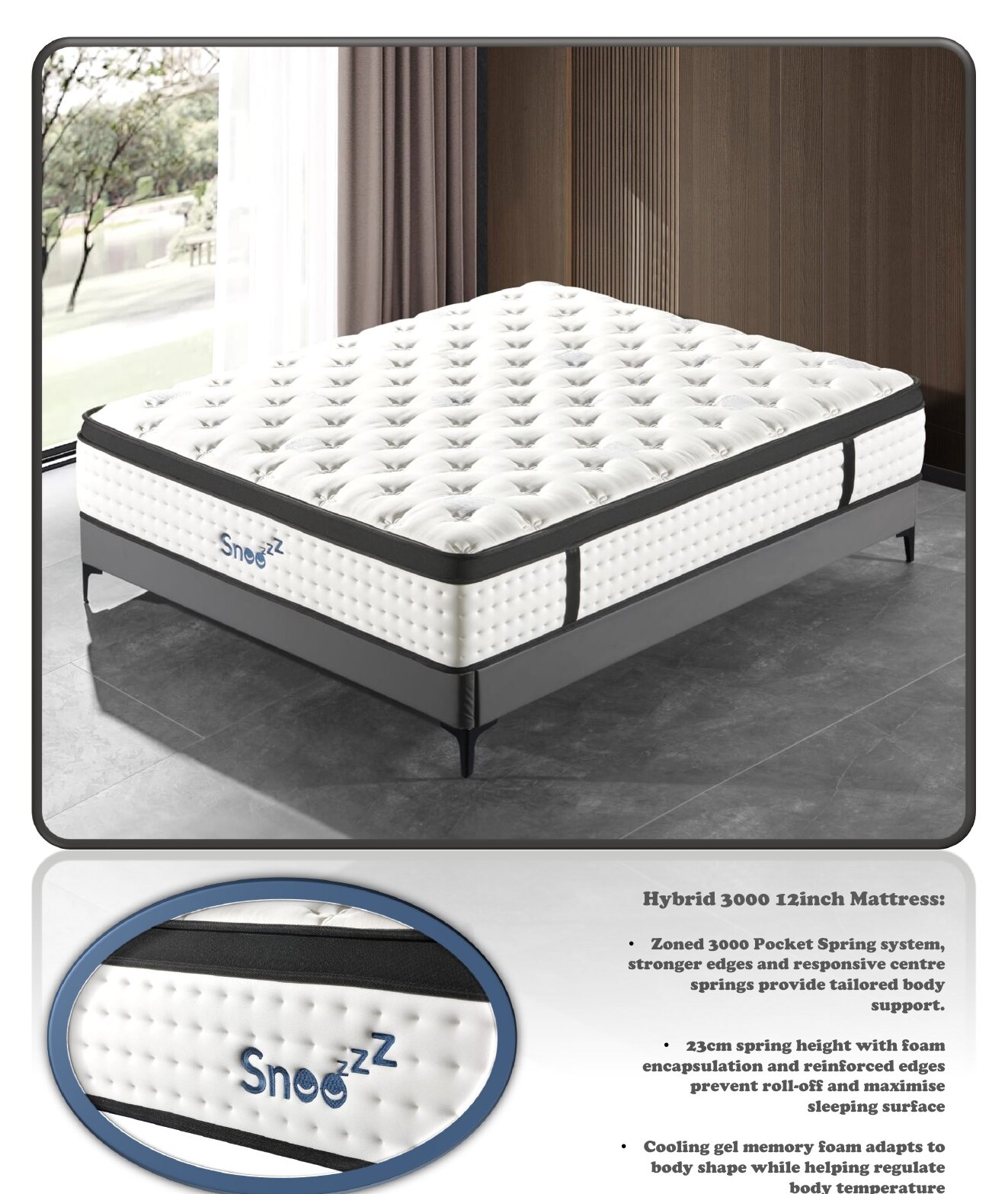 Hybrid 3000 Pocket Spring Mattress 12"