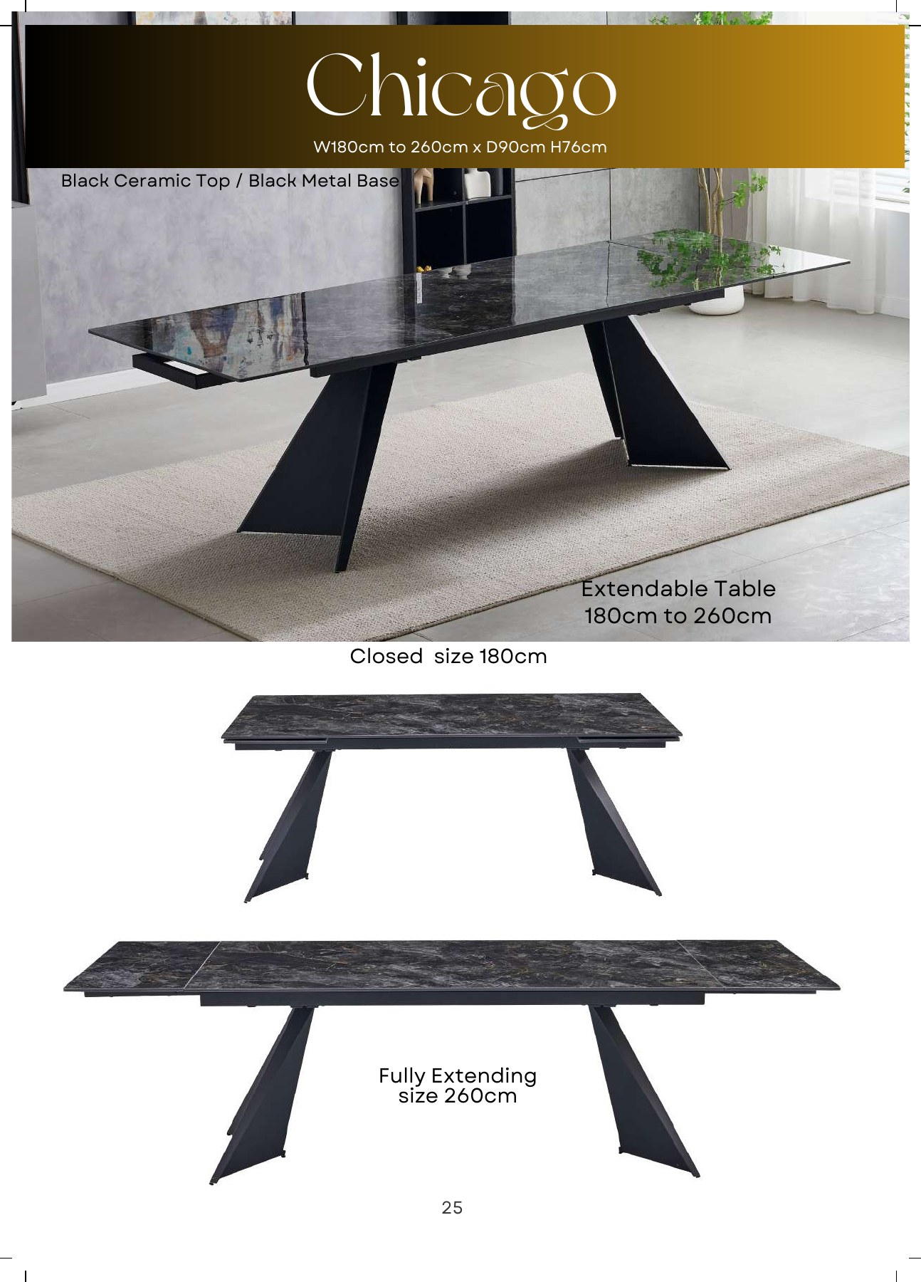 Chicago Ceramic Extendable Dining Table in situ