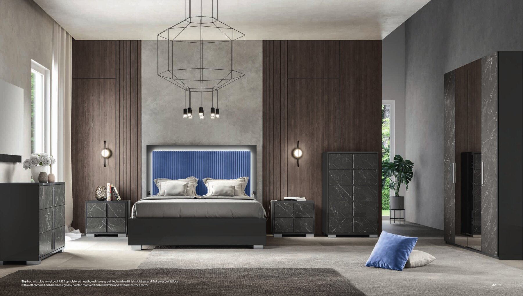 Sky Italian Upholstered Bed view 3
