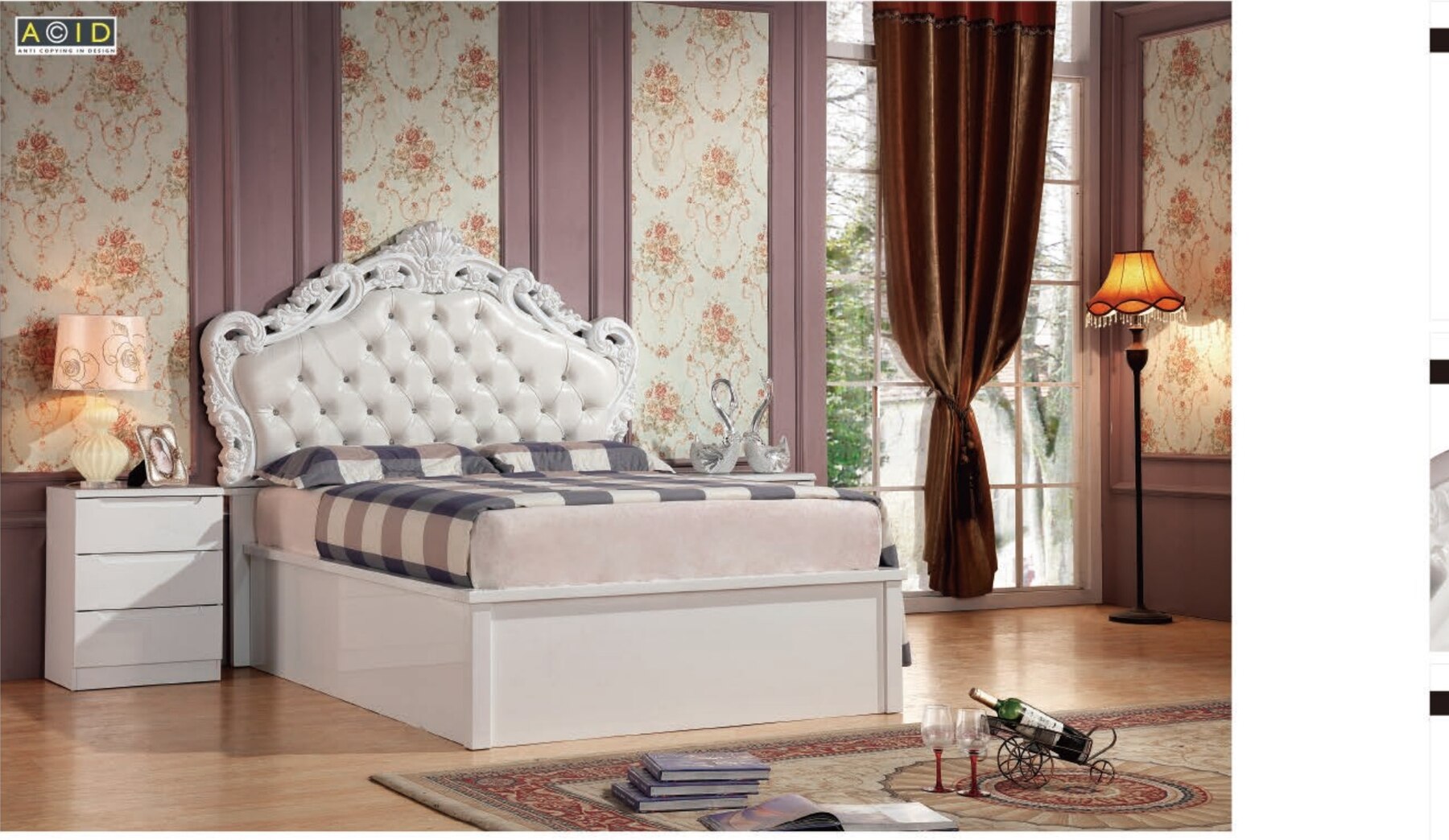 French Chesterfield Storage Bed Set