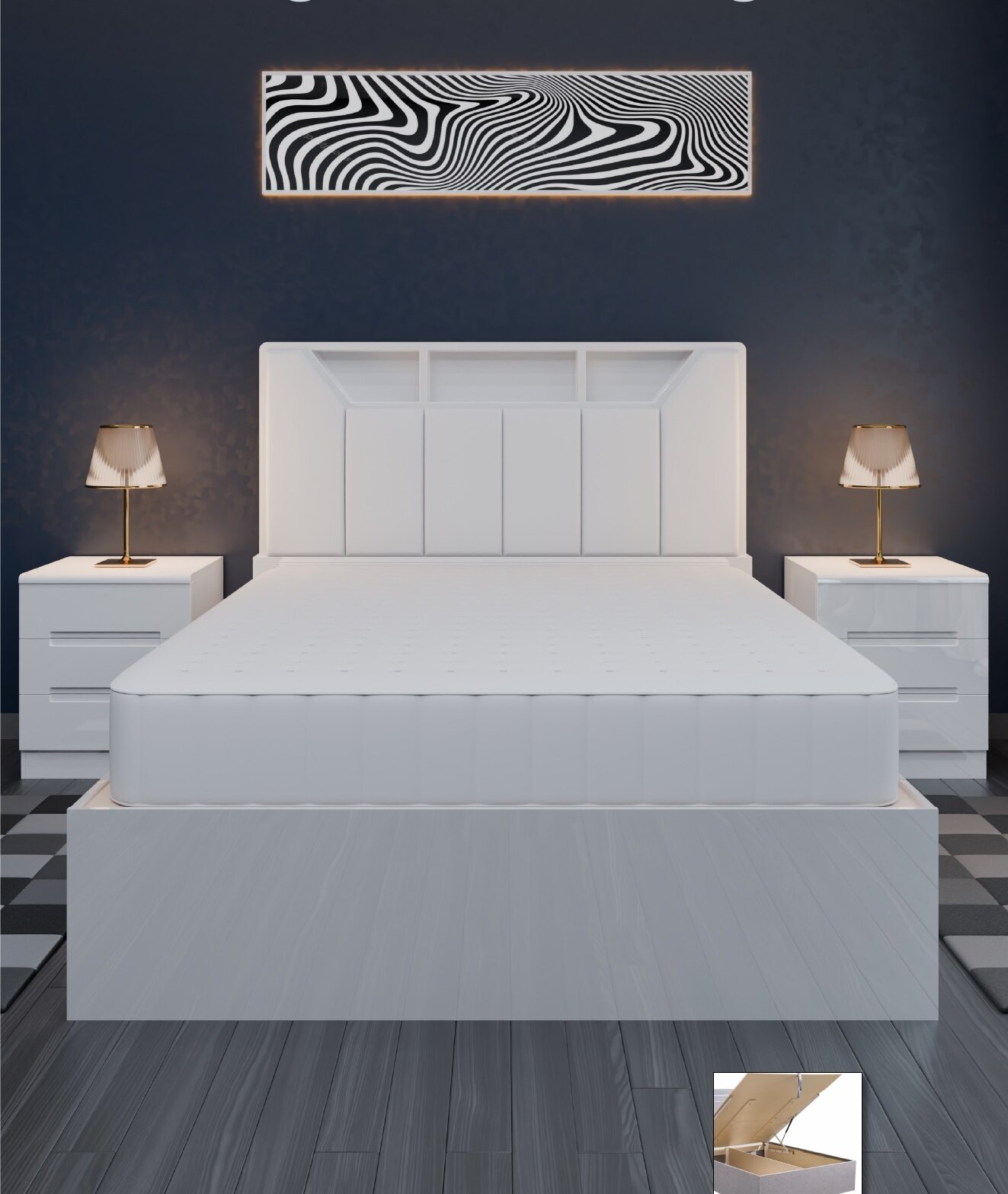 B04 High Gloss Storage Bed in situ
