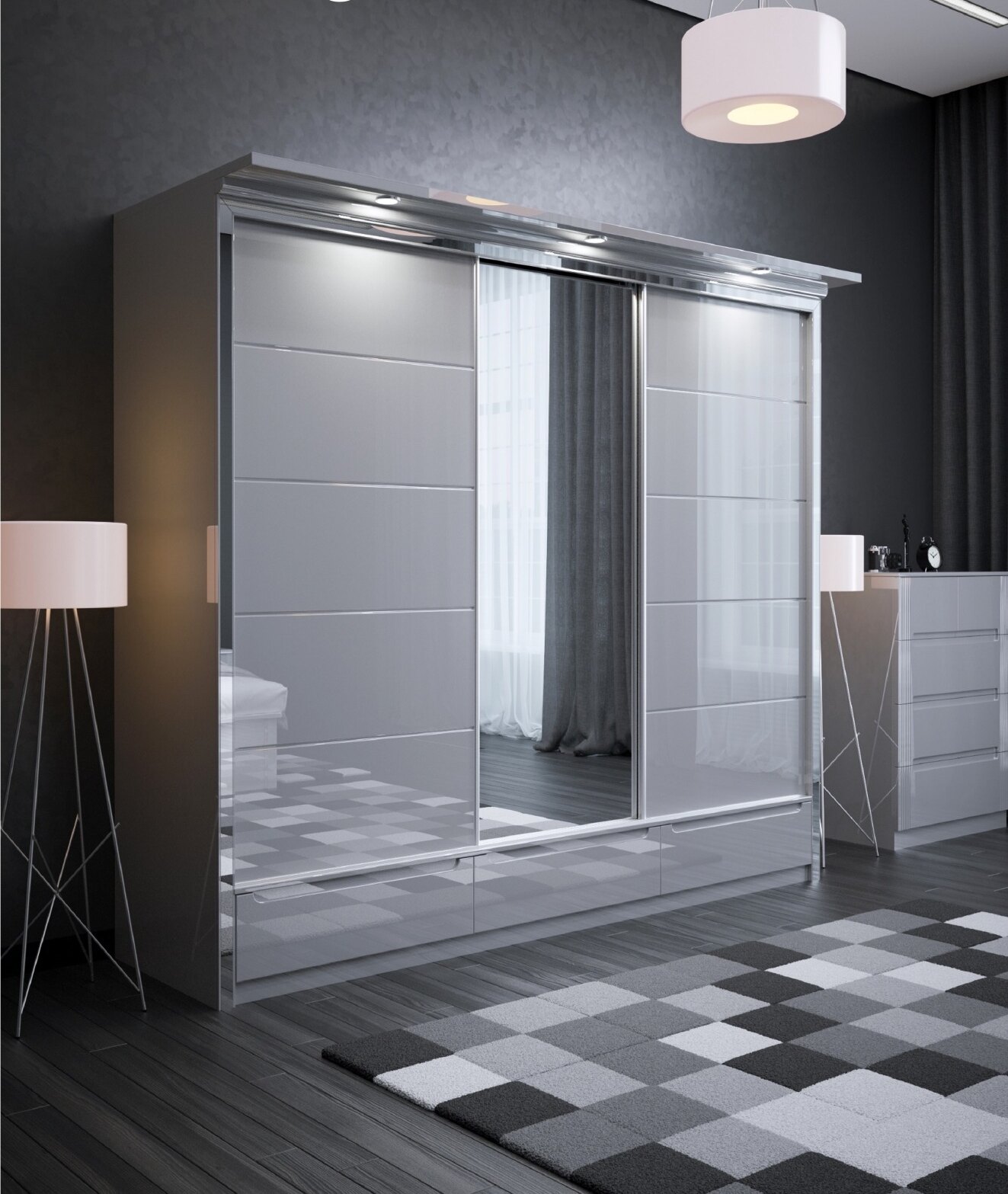 W03 High Gloss Wardrobe in situ