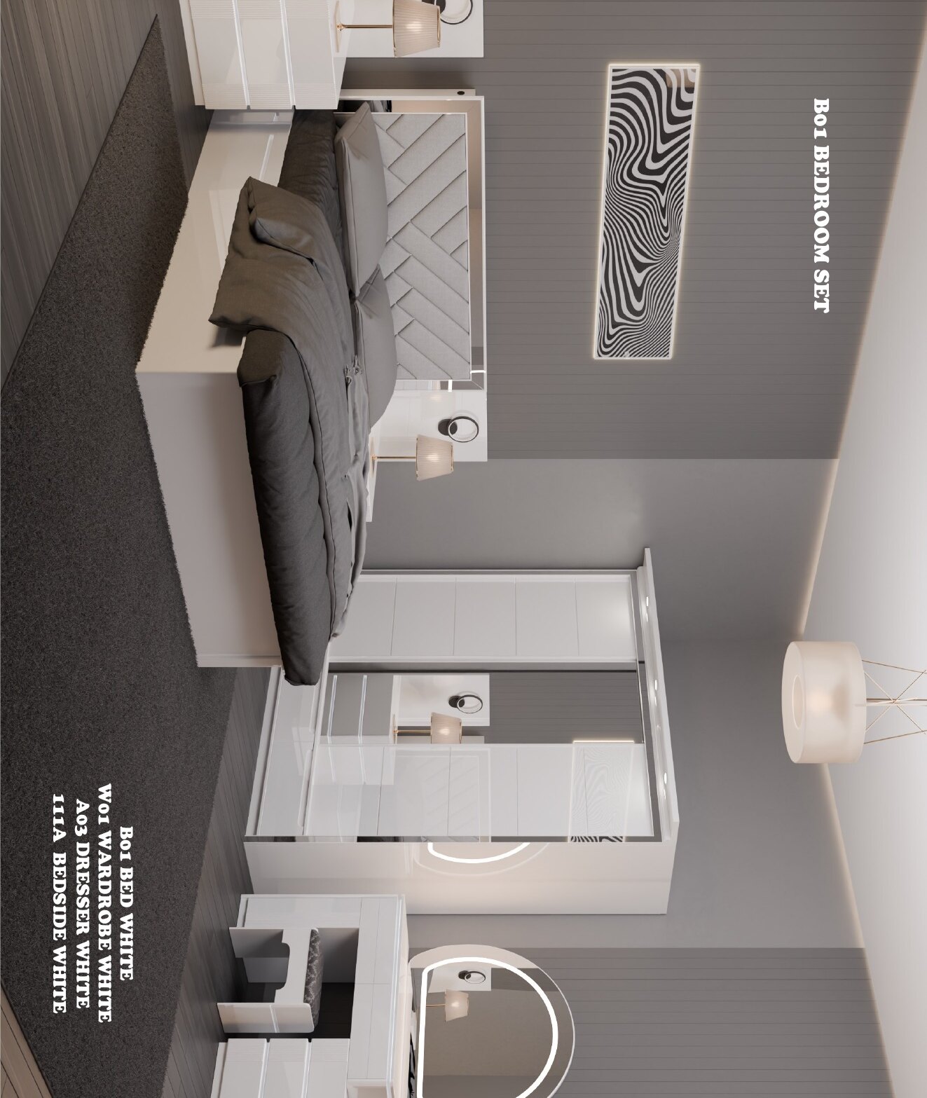 B01 High Gloss Bedroom Set in situ