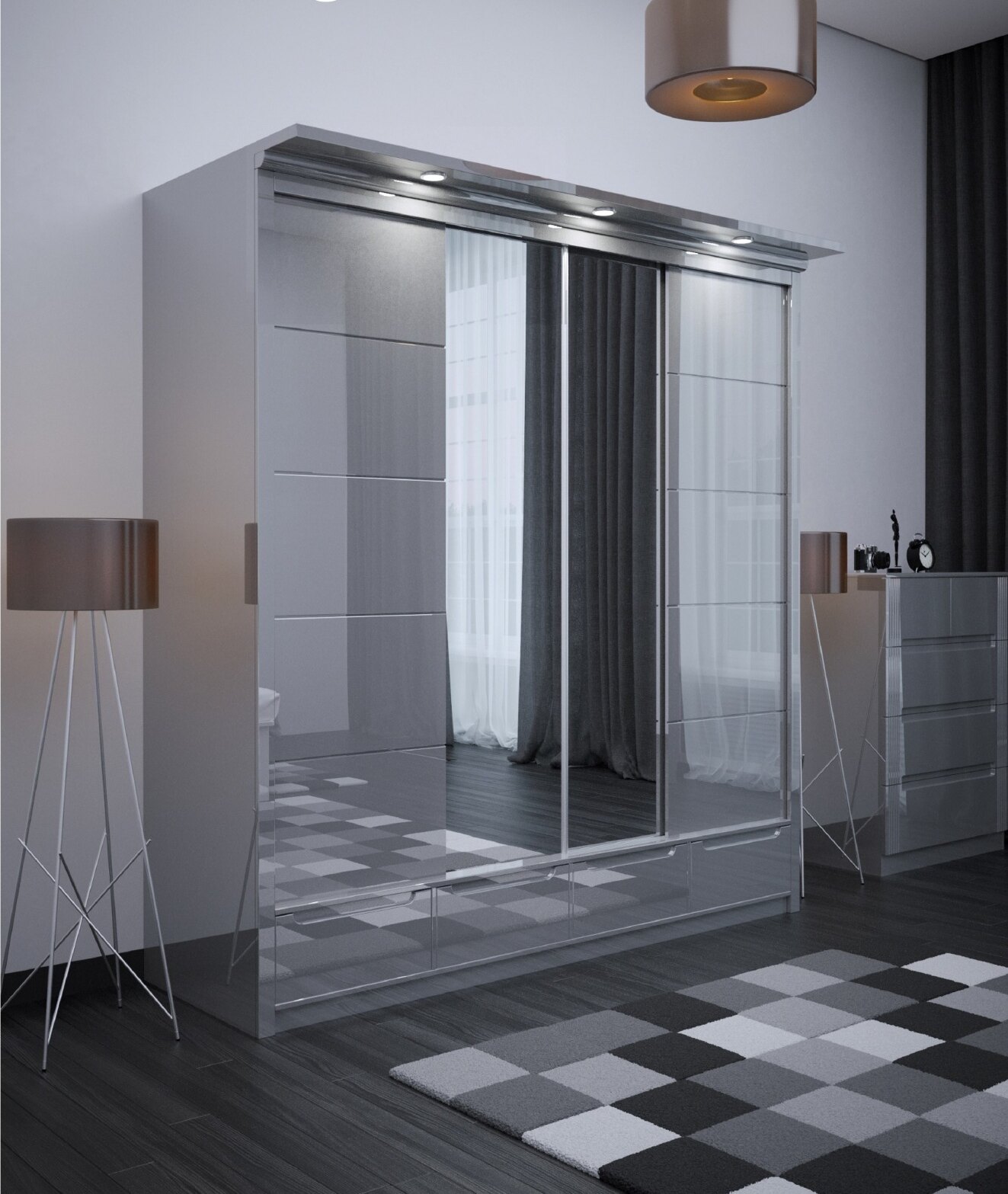 202 High Gloss Sliding Wardrobe in situ