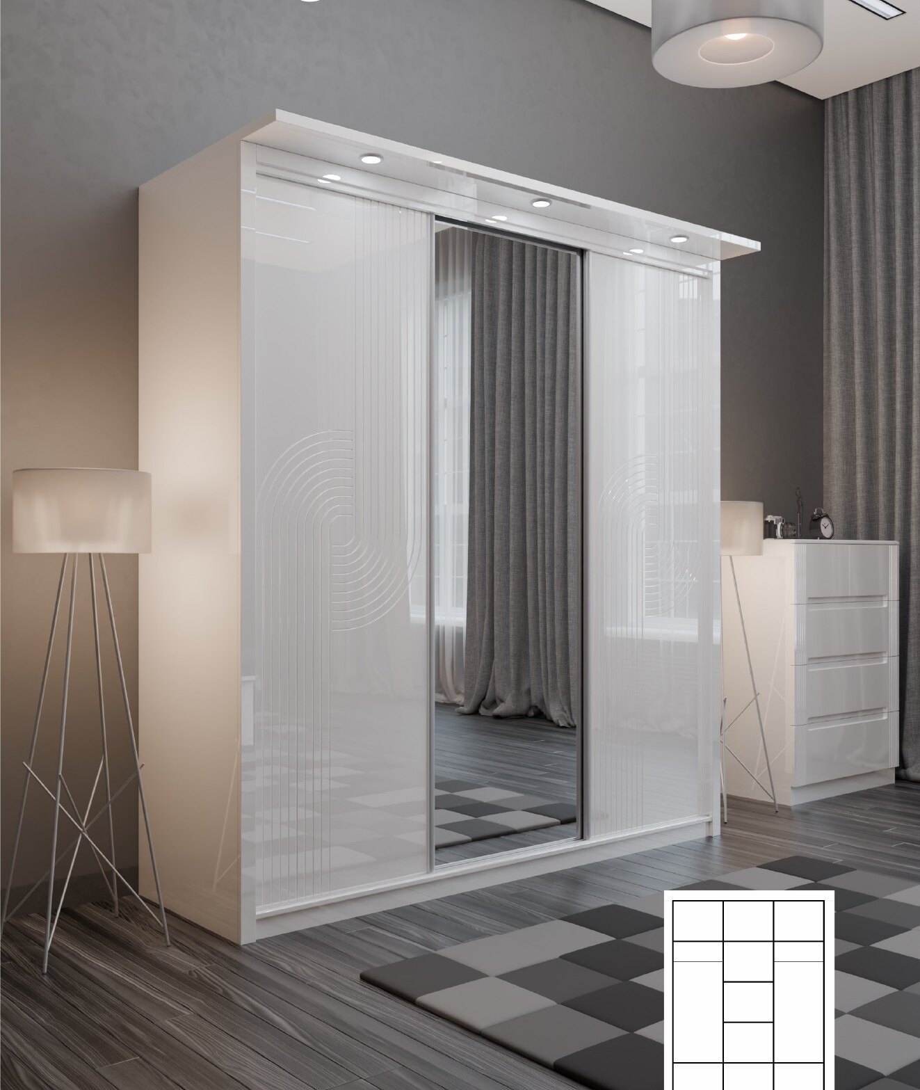 W07 High Gloss Wardrobe