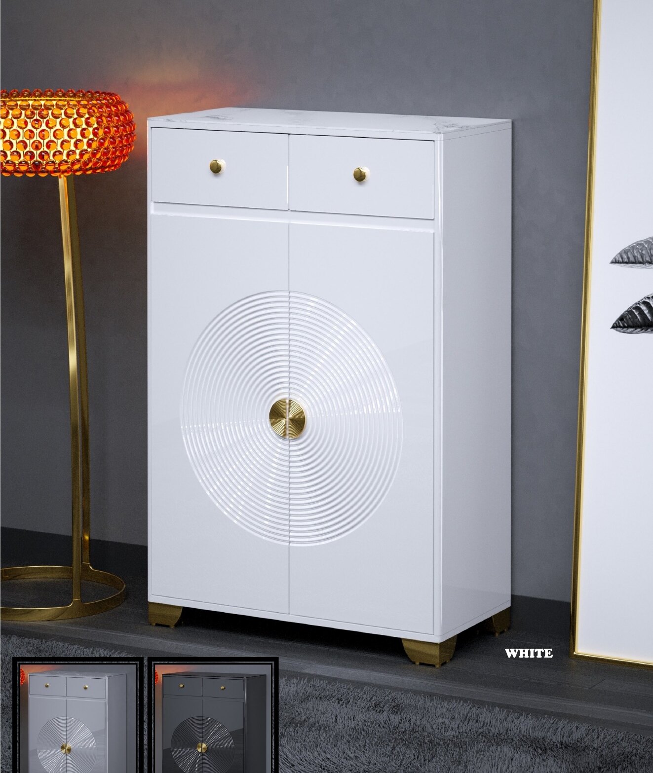 XE02A High Gloss Shoe Cabinet