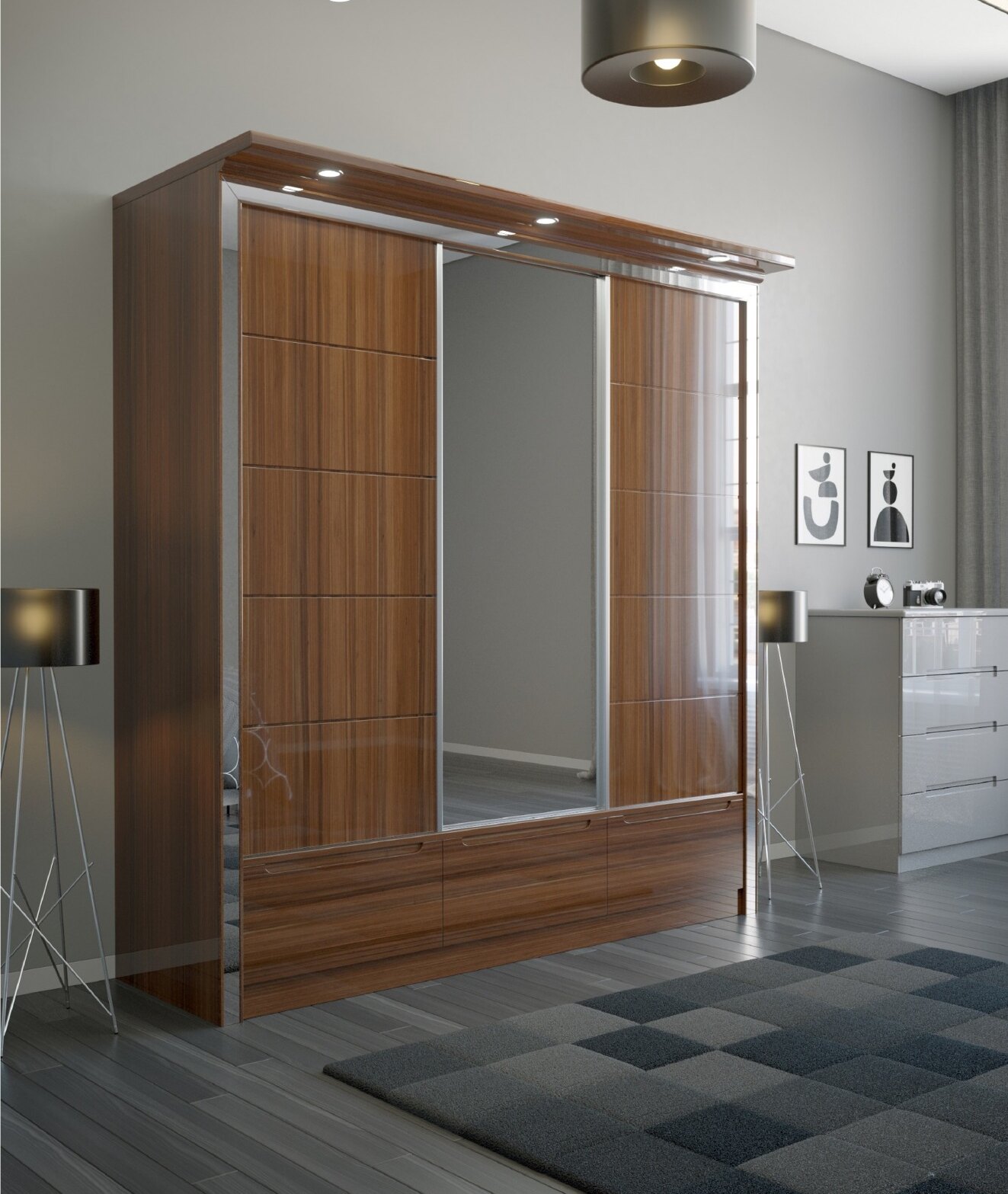 W01 High Gloss Wardrobe view 4
