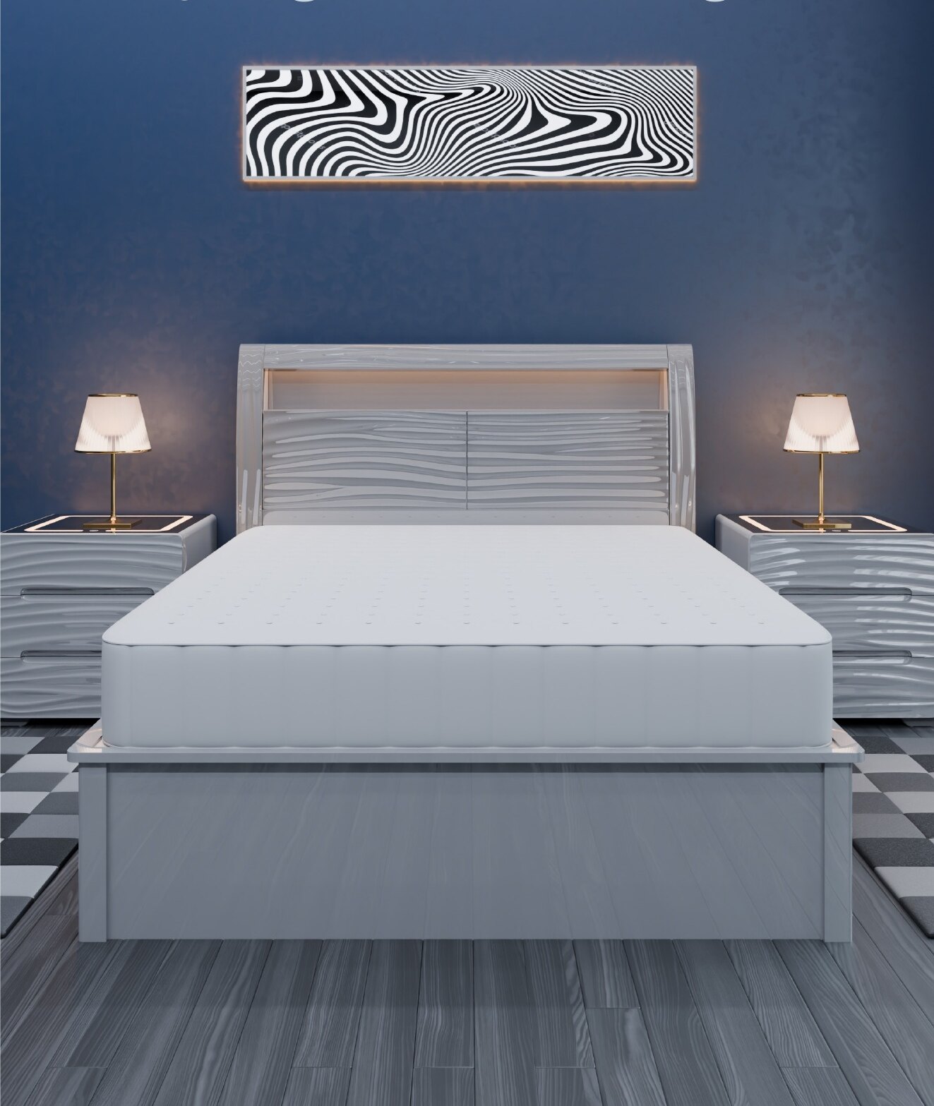 Wavy High Gloss Smart Storage Bed