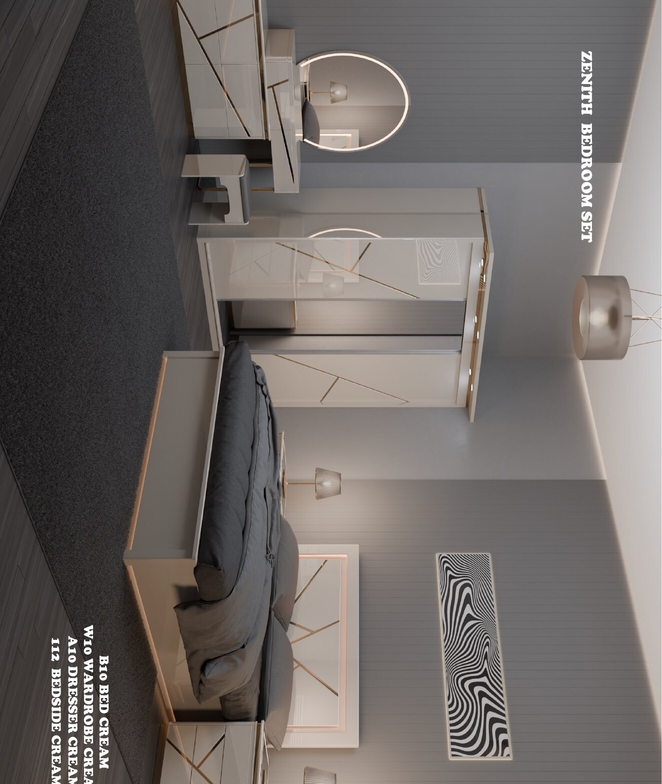 Zenith High Gloss Bedroom Set