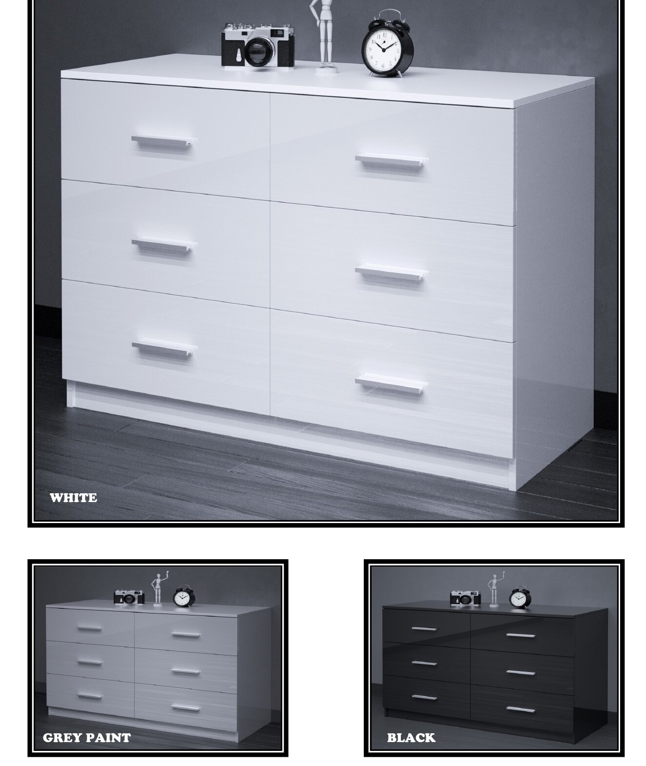 CD3+3 High Gloss Chest of Drawers