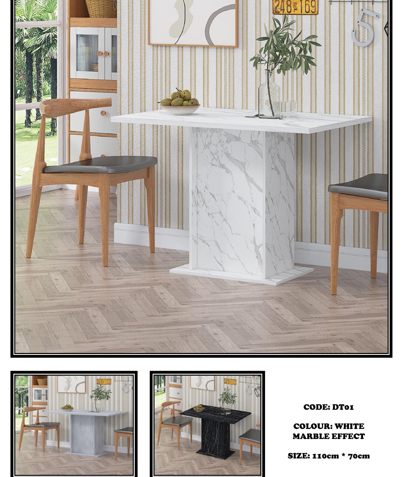 DT01 Marble Effect Dining Table
