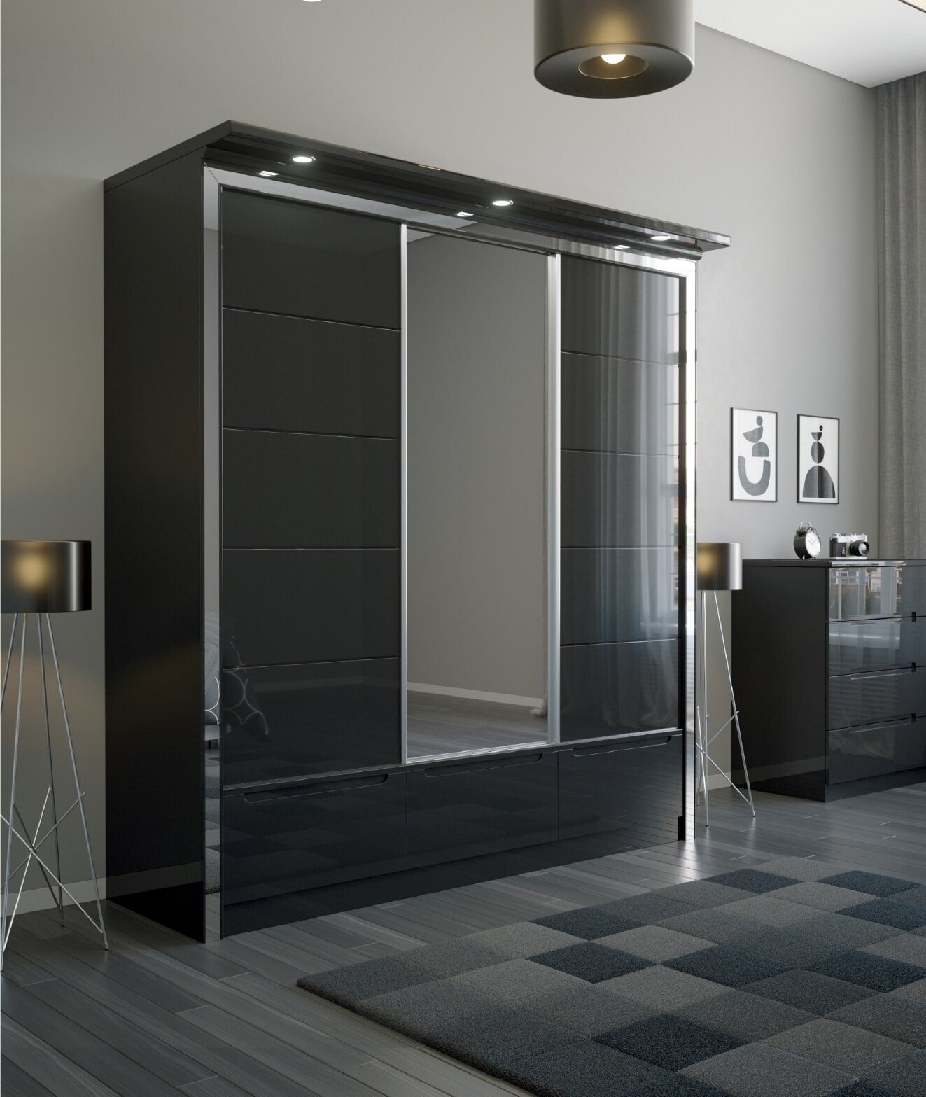 W01 High Gloss Wardrobe view 5