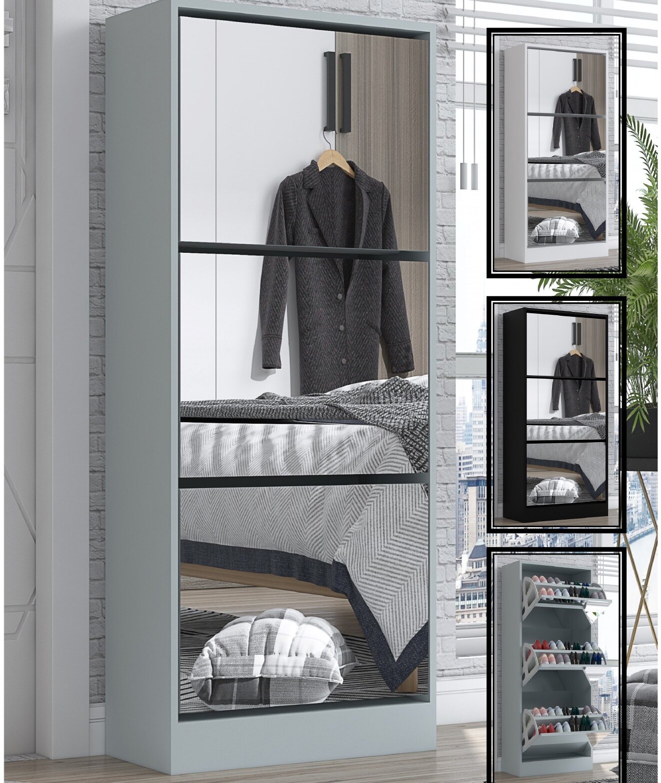 XE13 Shoe Cabinet with Mirror
