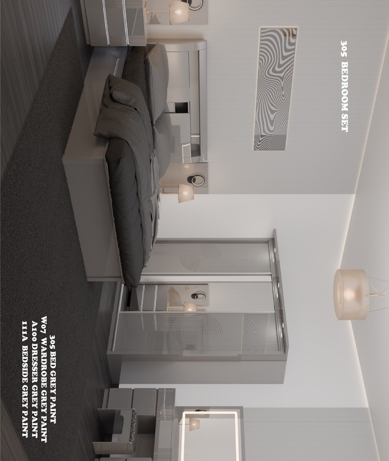 305 High Gloss Bedroom Set view 3