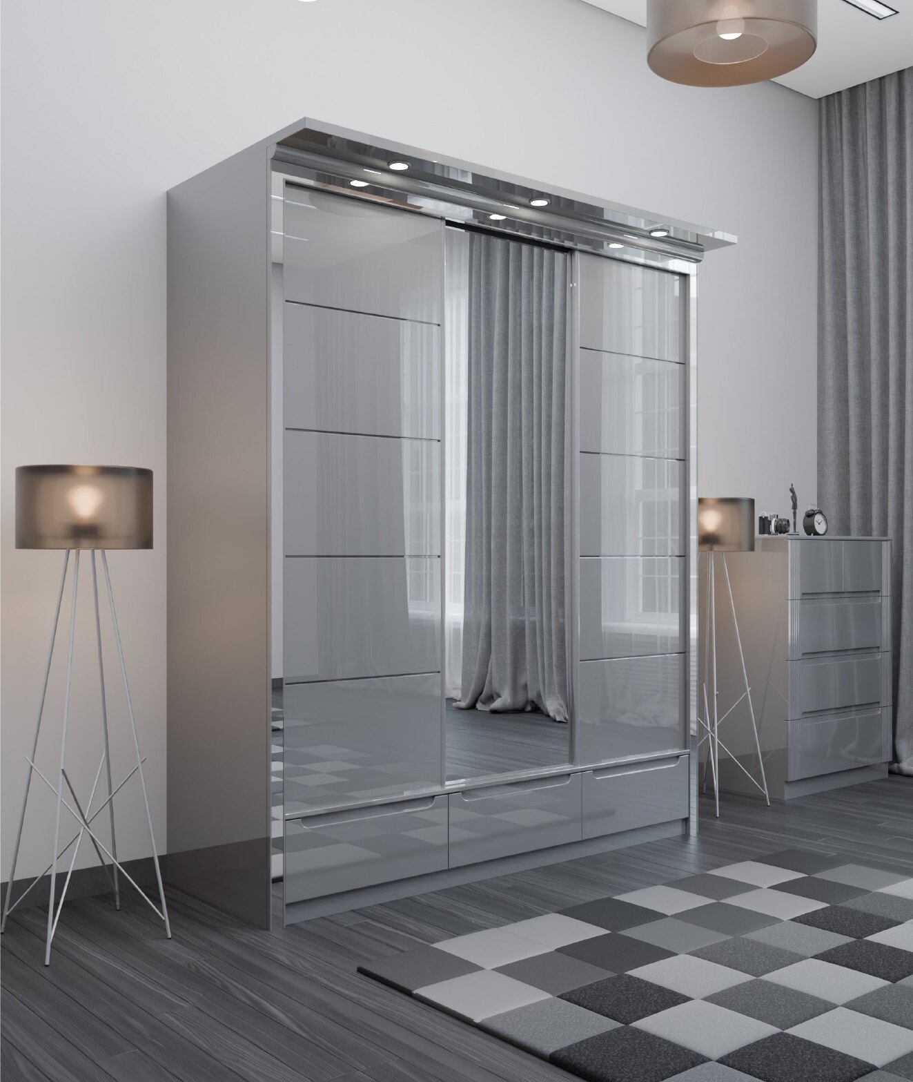 W01 High Gloss Wardrobe in situ