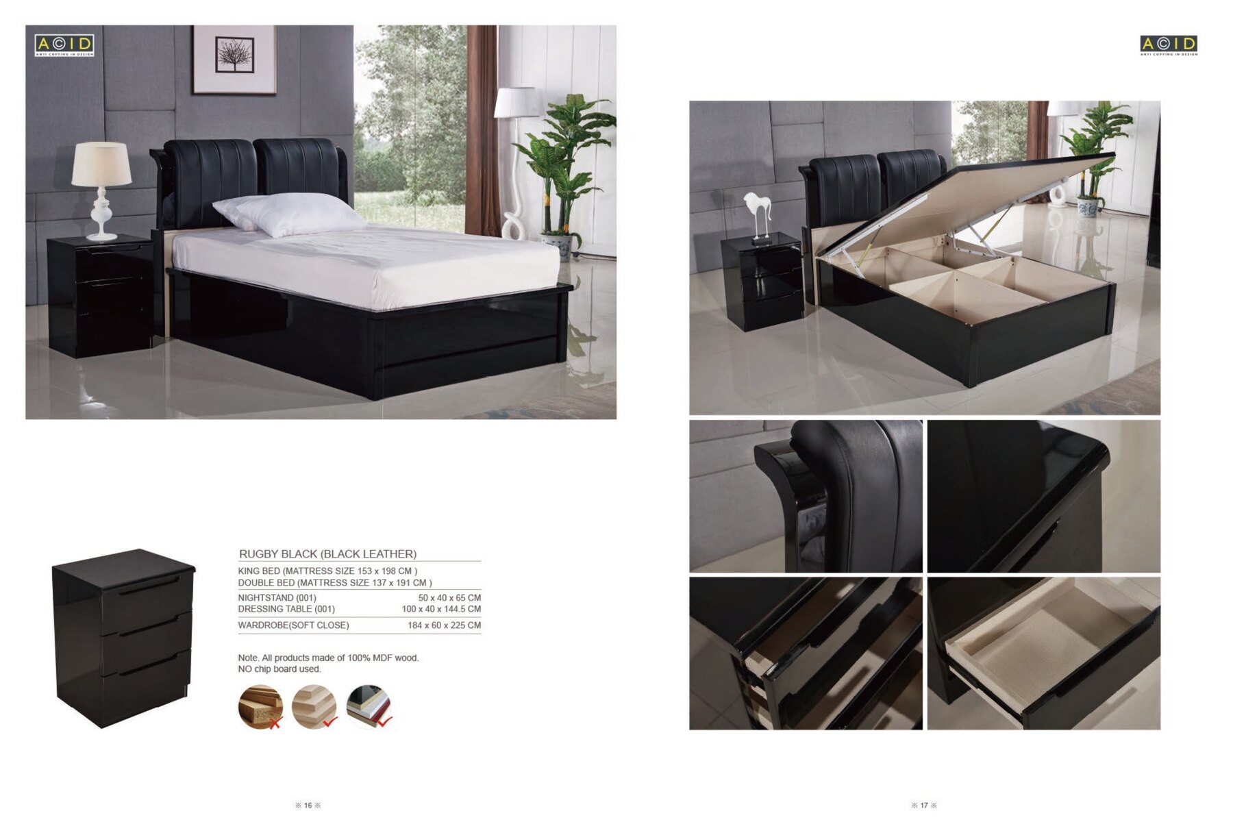 Rugby Leather Headboard Bedroom Set view 3