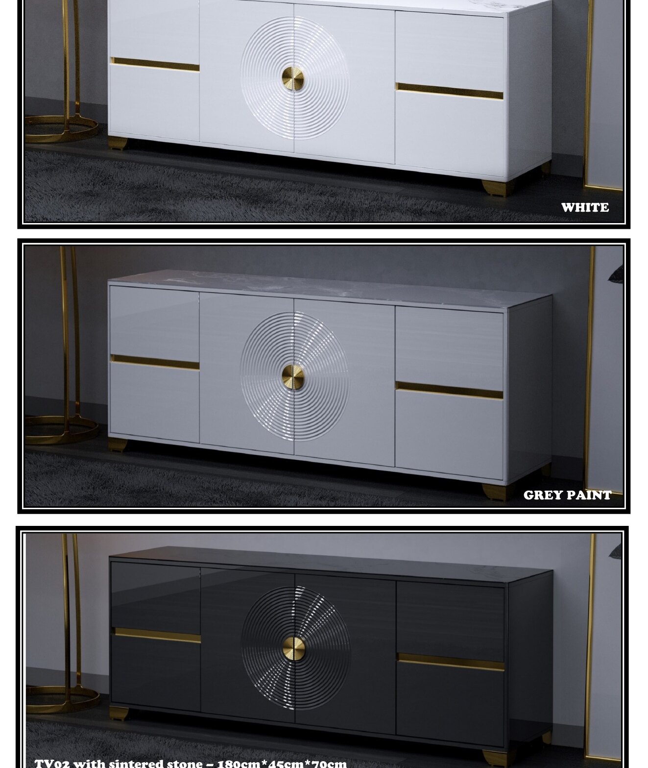 TV02 Sintered Stone TV Unit