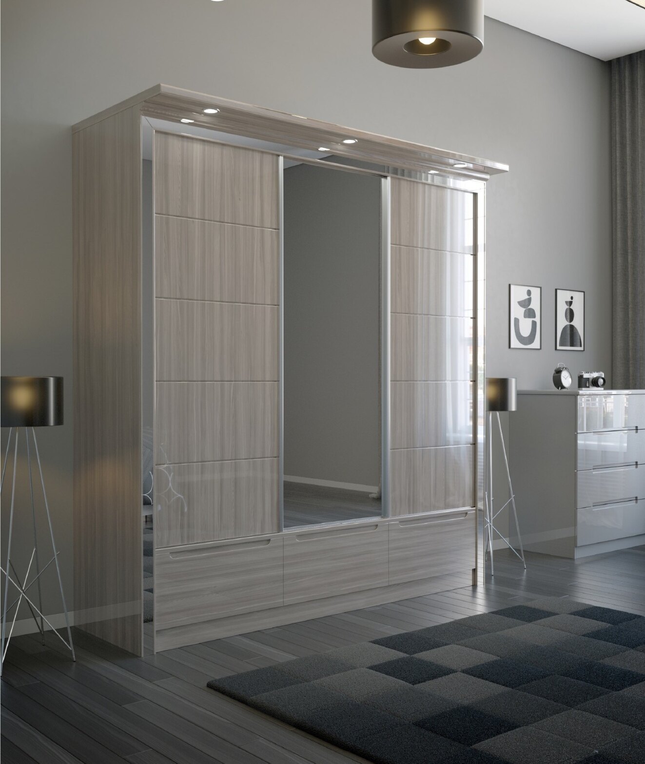 W01 High Gloss Wardrobe view 3