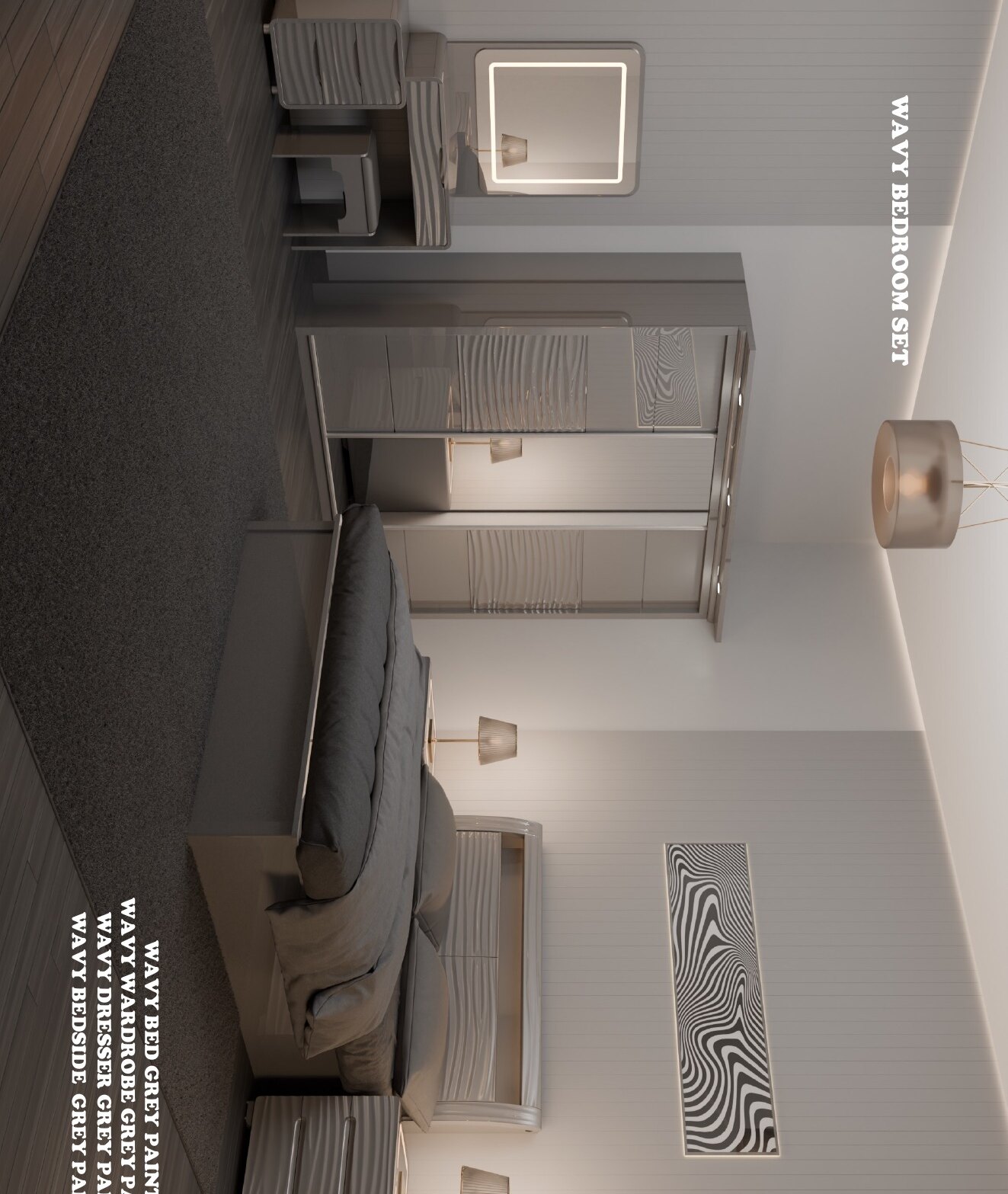 Wavy High Gloss Bedroom Set in situ