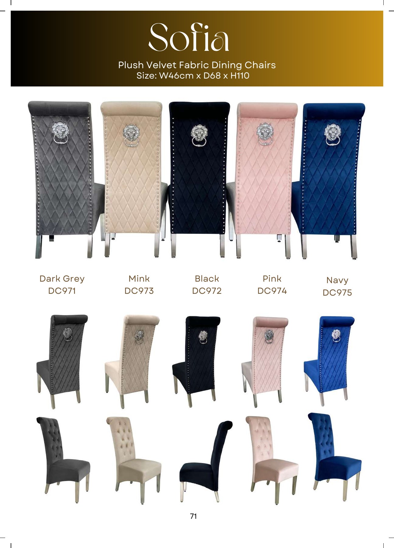 Sofia High Back Dining Chair