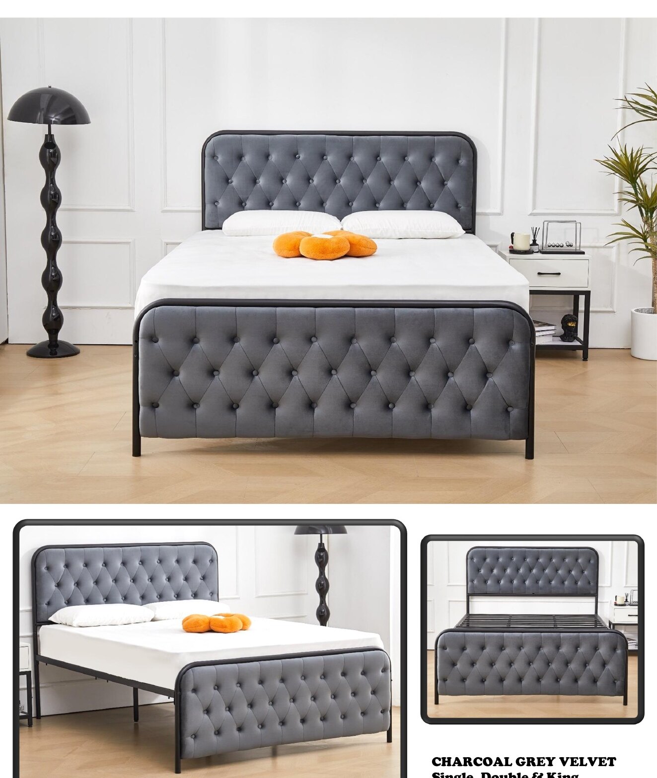 Paris Velvet Metal Bed