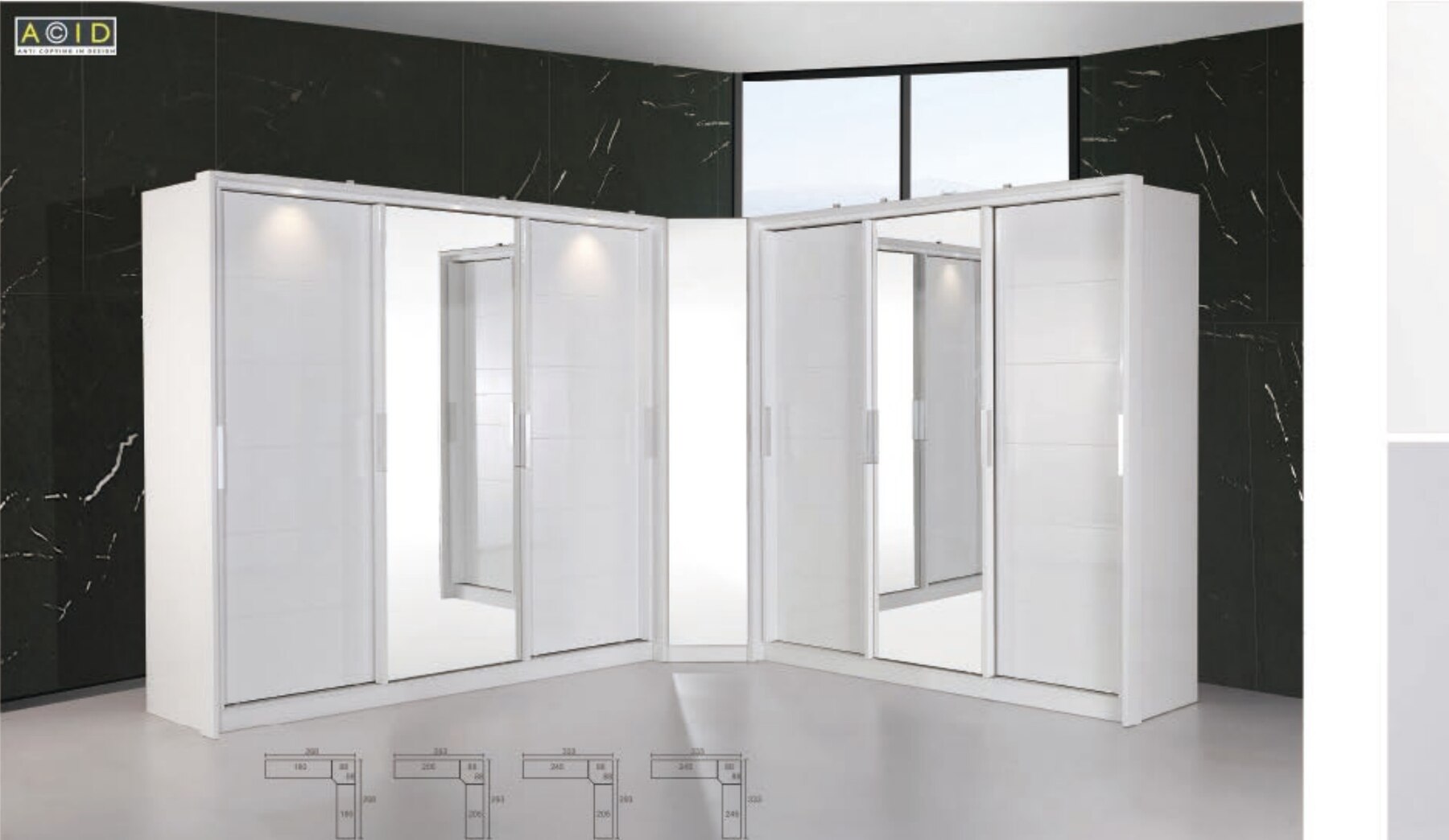 Corner Mirror Wardrobe