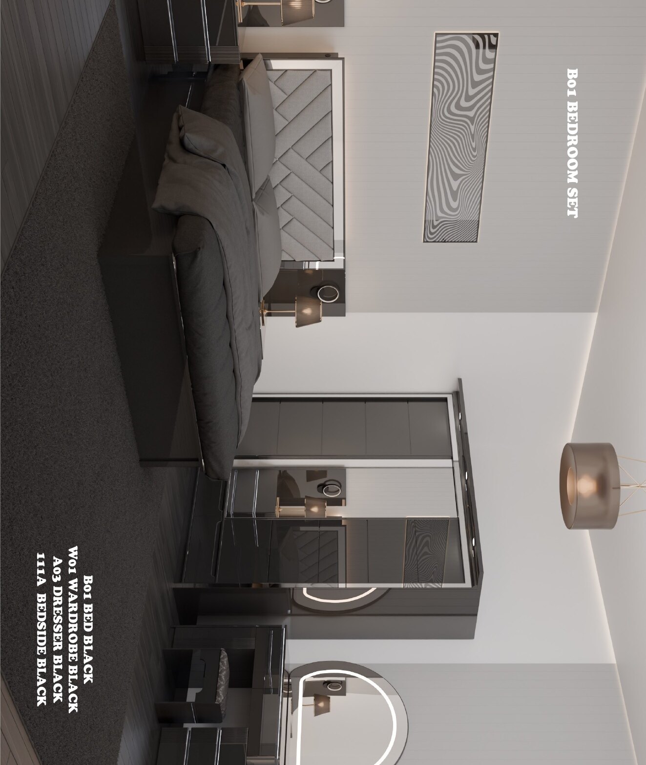 B01 High Gloss Bedroom Set