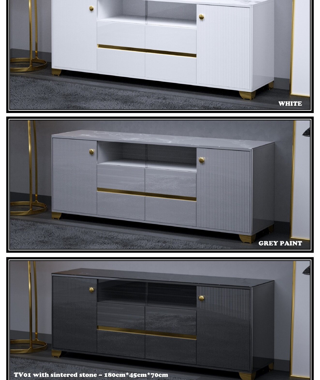 TV01 Sintered Stone TV Unit