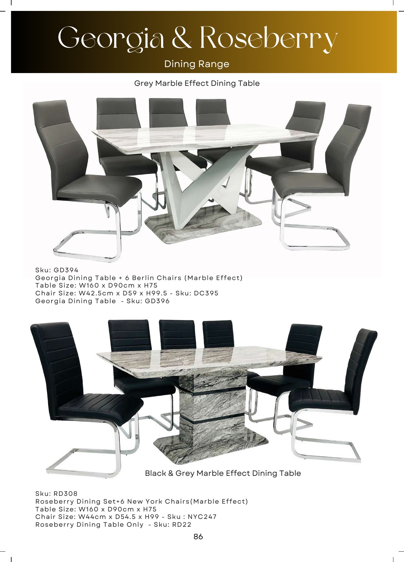 Georgia Marble Effect Dining Set