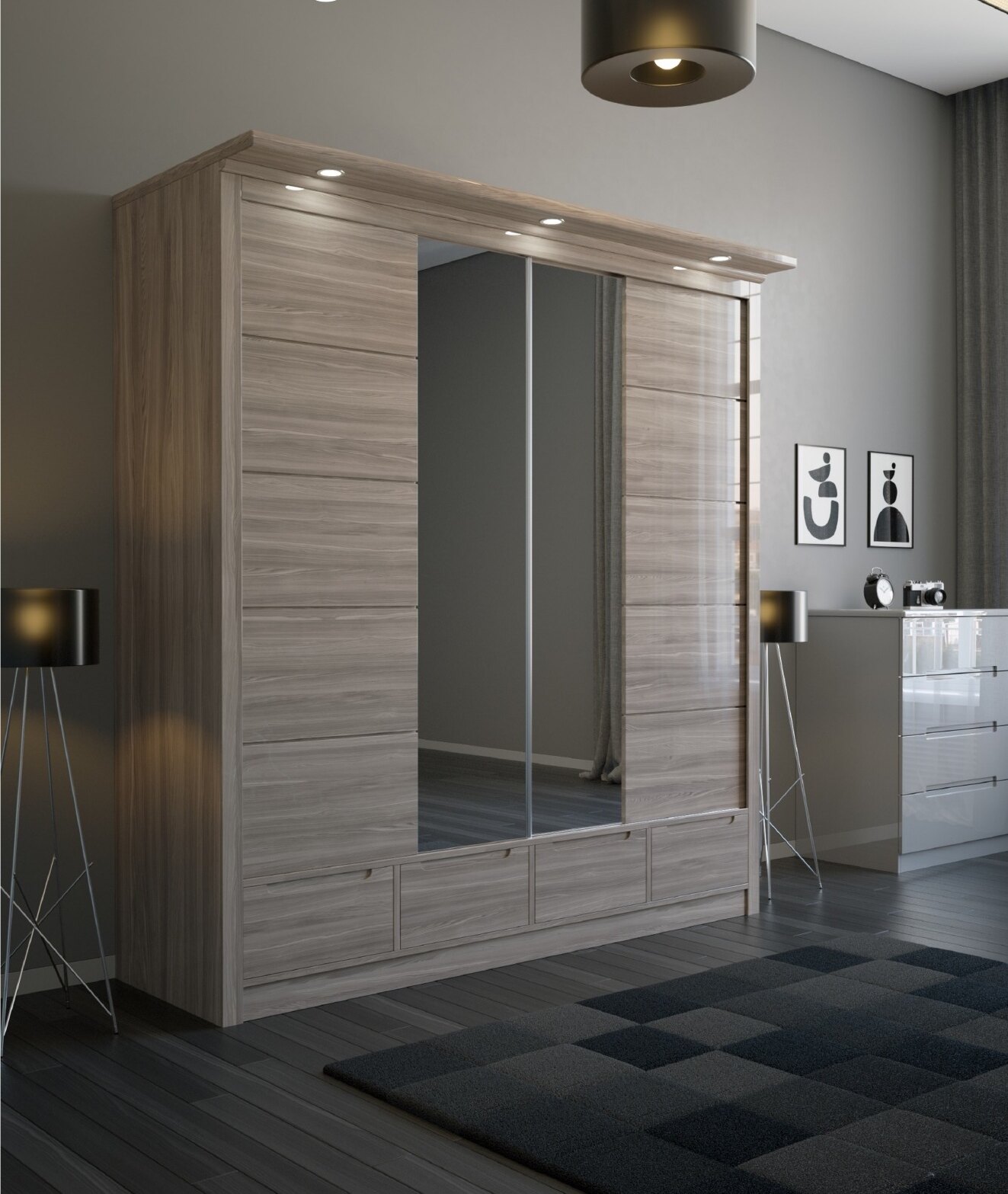 202 High Gloss Sliding Wardrobe view 3
