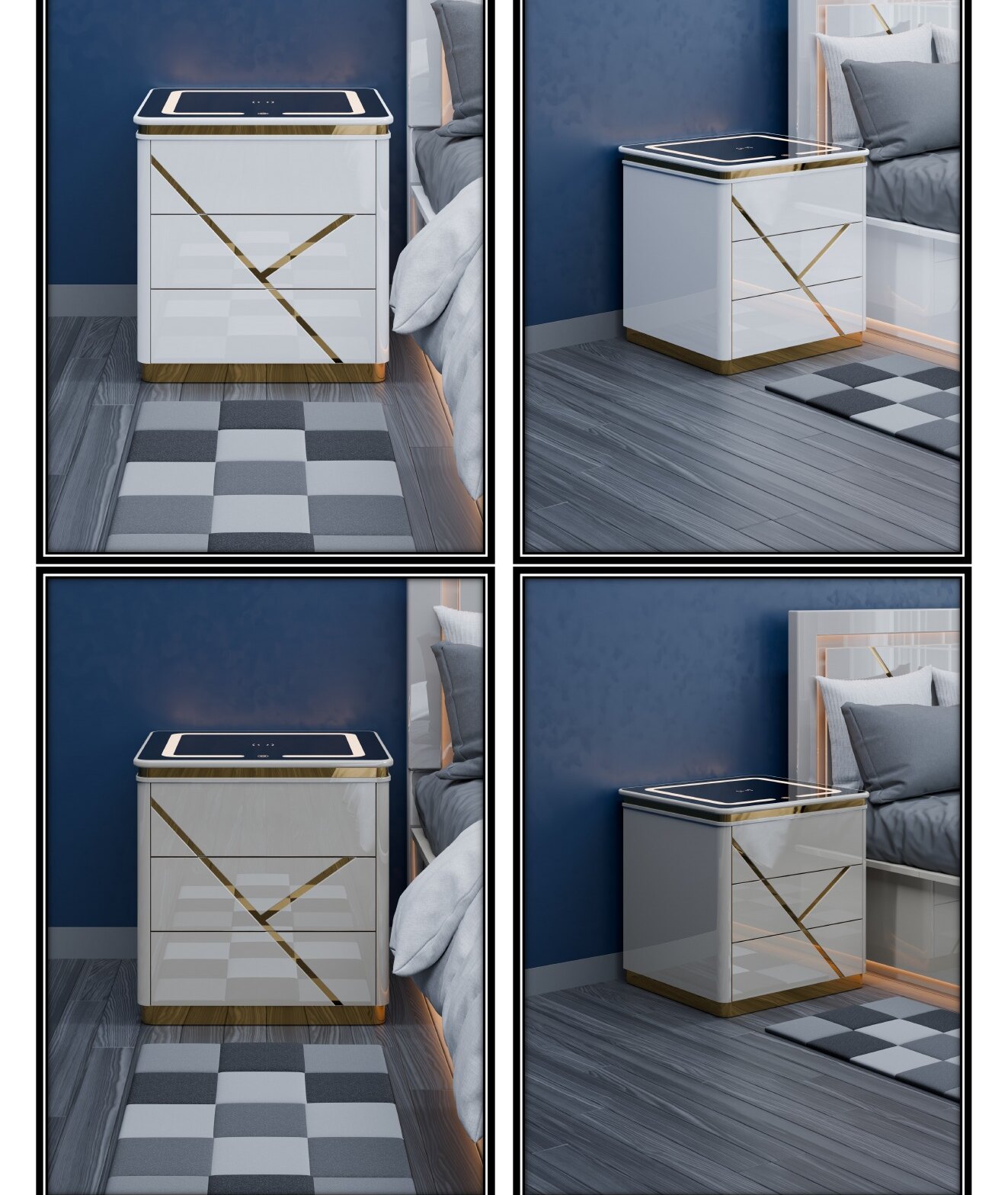 112 Bedside Table with LED & Wireless Charging