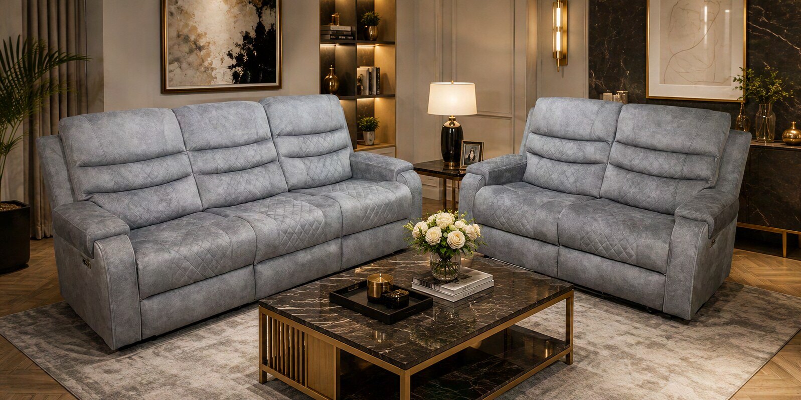 Alaska Grid Recliner Sofa in situ