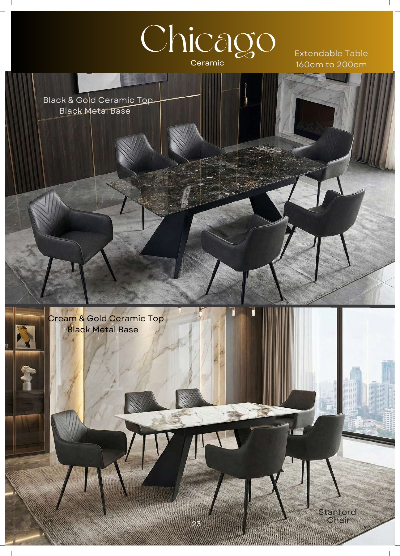 Chicago Ceramic Extendable Dining Table view 4