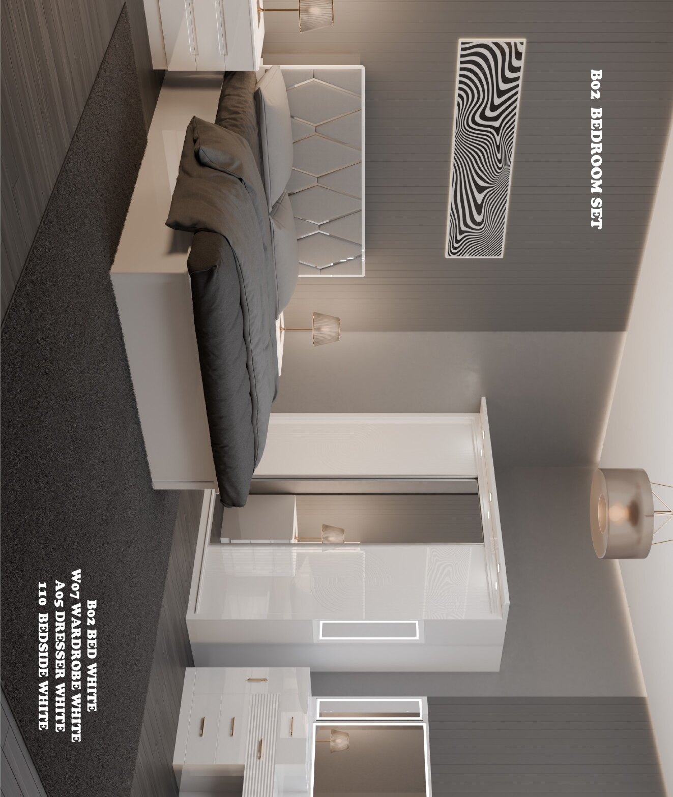 B02 High Gloss Bedroom Set