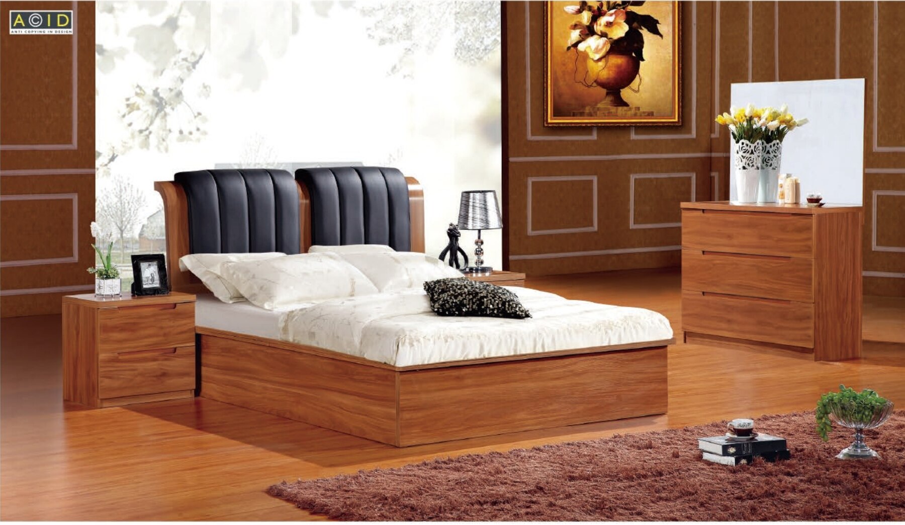 Model 001 Walnut Bedroom Set