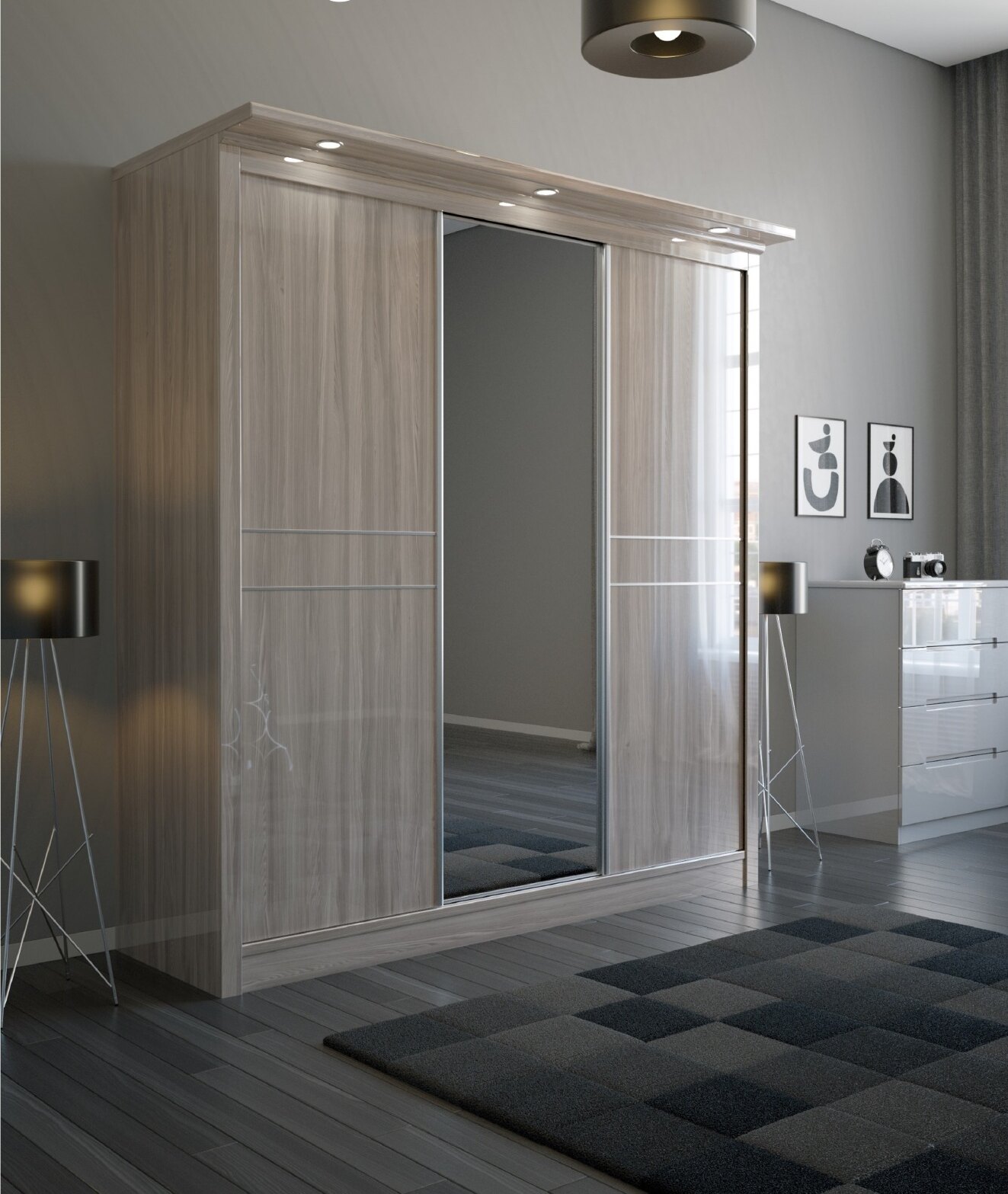 W02 High Gloss Wardrobe in situ