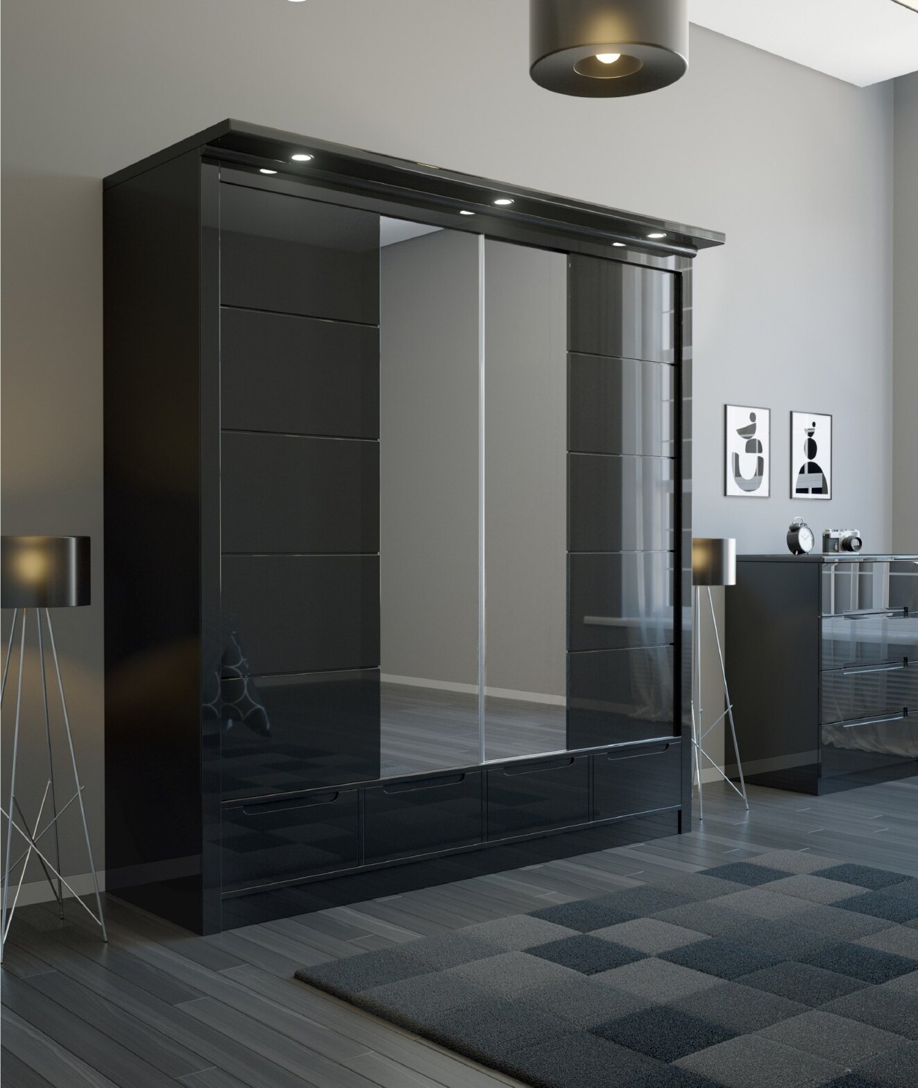 202 High Gloss Sliding Wardrobe view 5