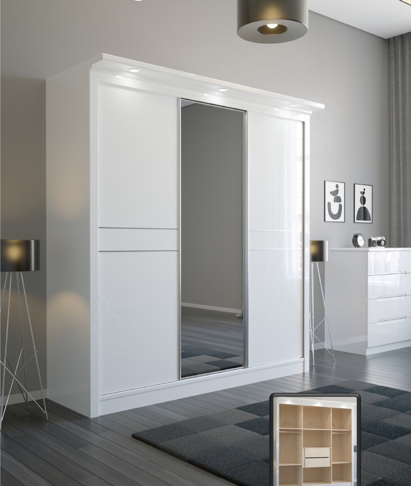 W02 High Gloss Wardrobe